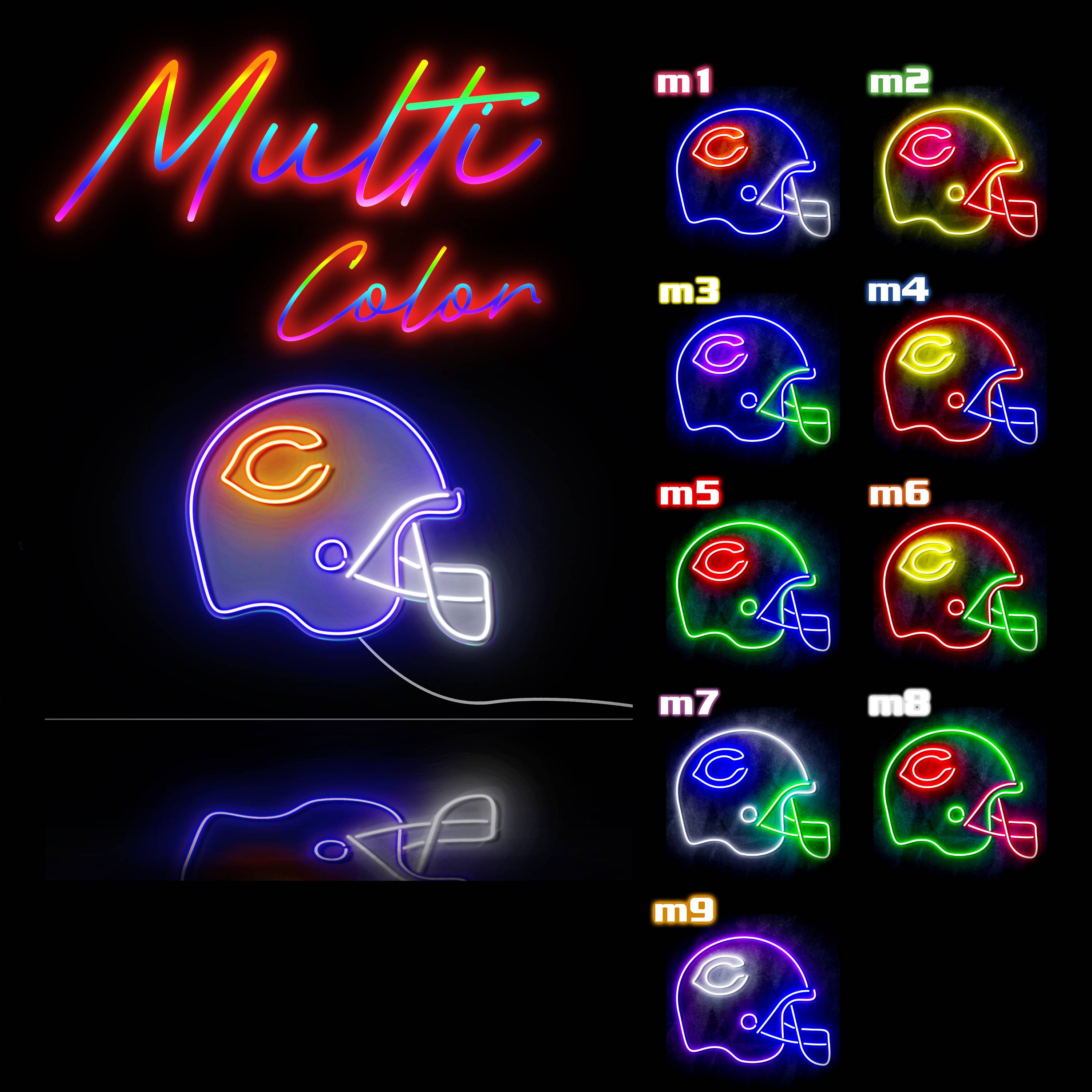NFL Helmet Chicago Bears Large Flex Neon LED Sign