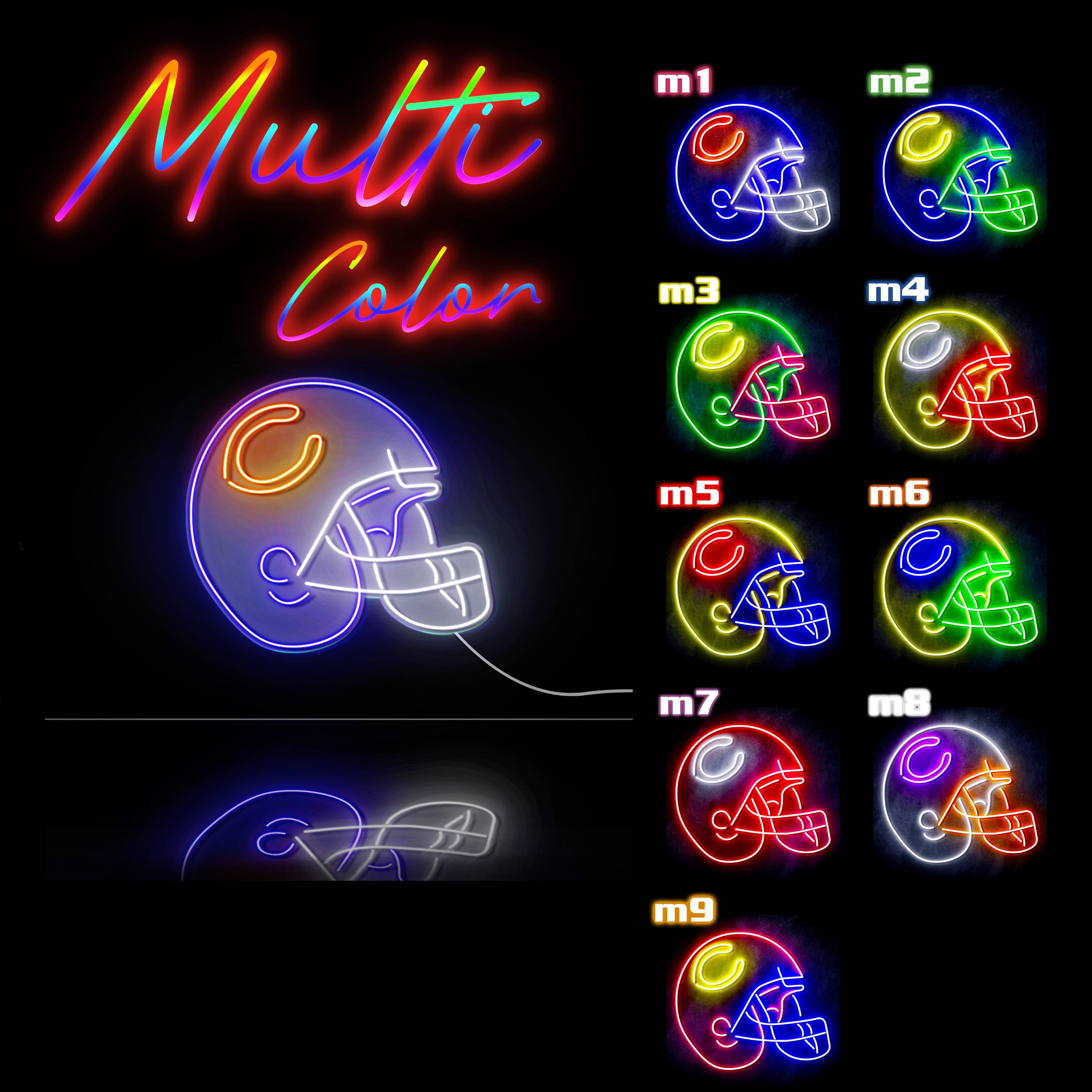 NFL Chicago Bears Helmet Large Flex Neon LED Sign