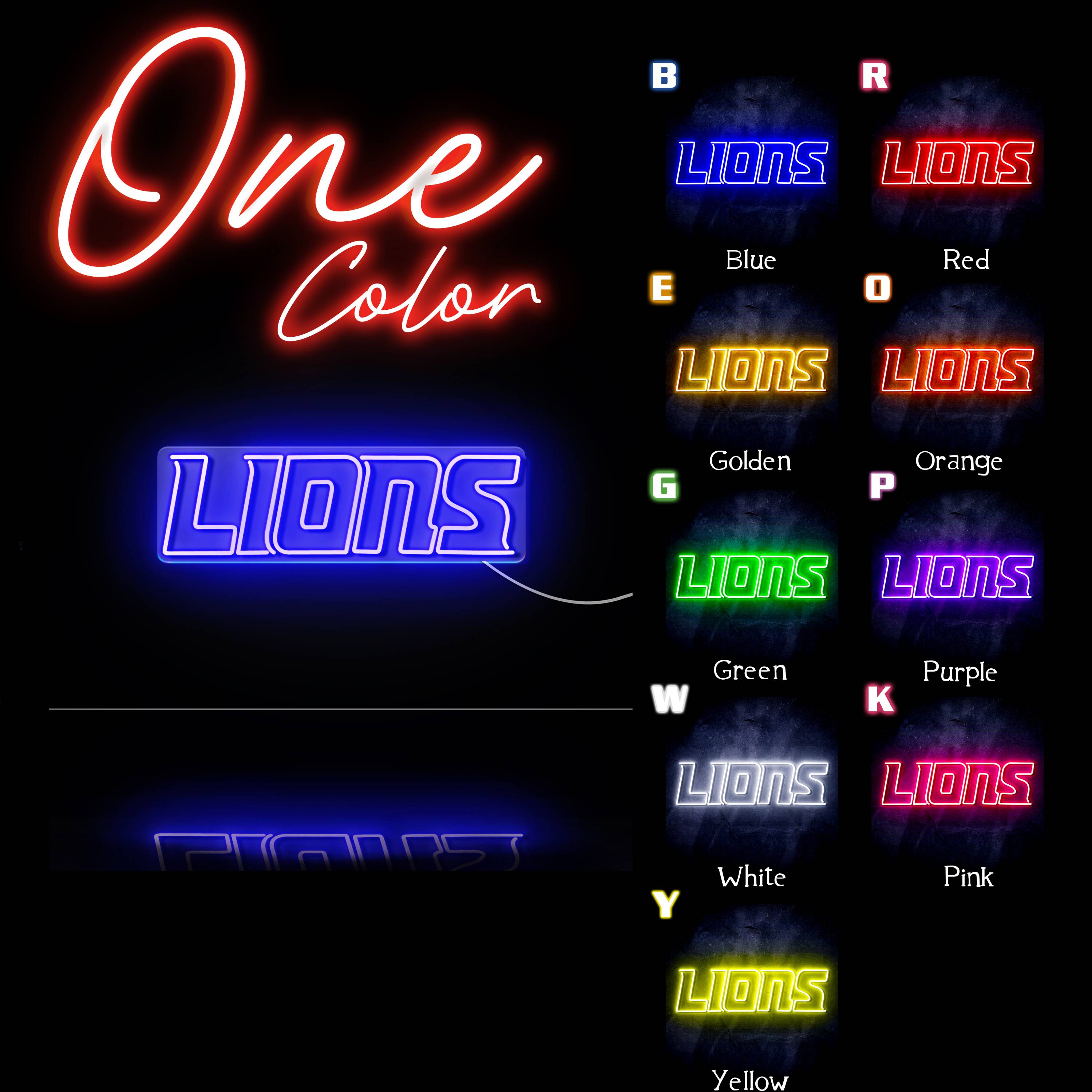 NFL LIONS Large Flex Neon LED Sign