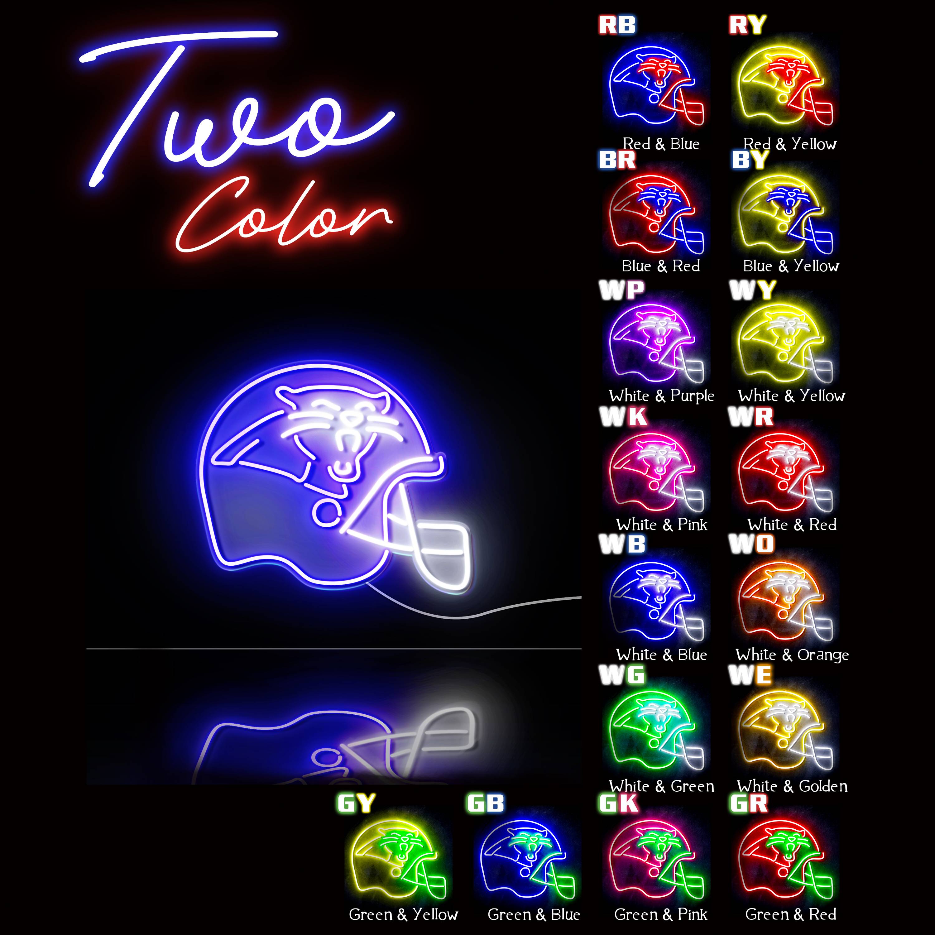 NFL Helmet Carolina Panthers Large Flex Neon LED Sign