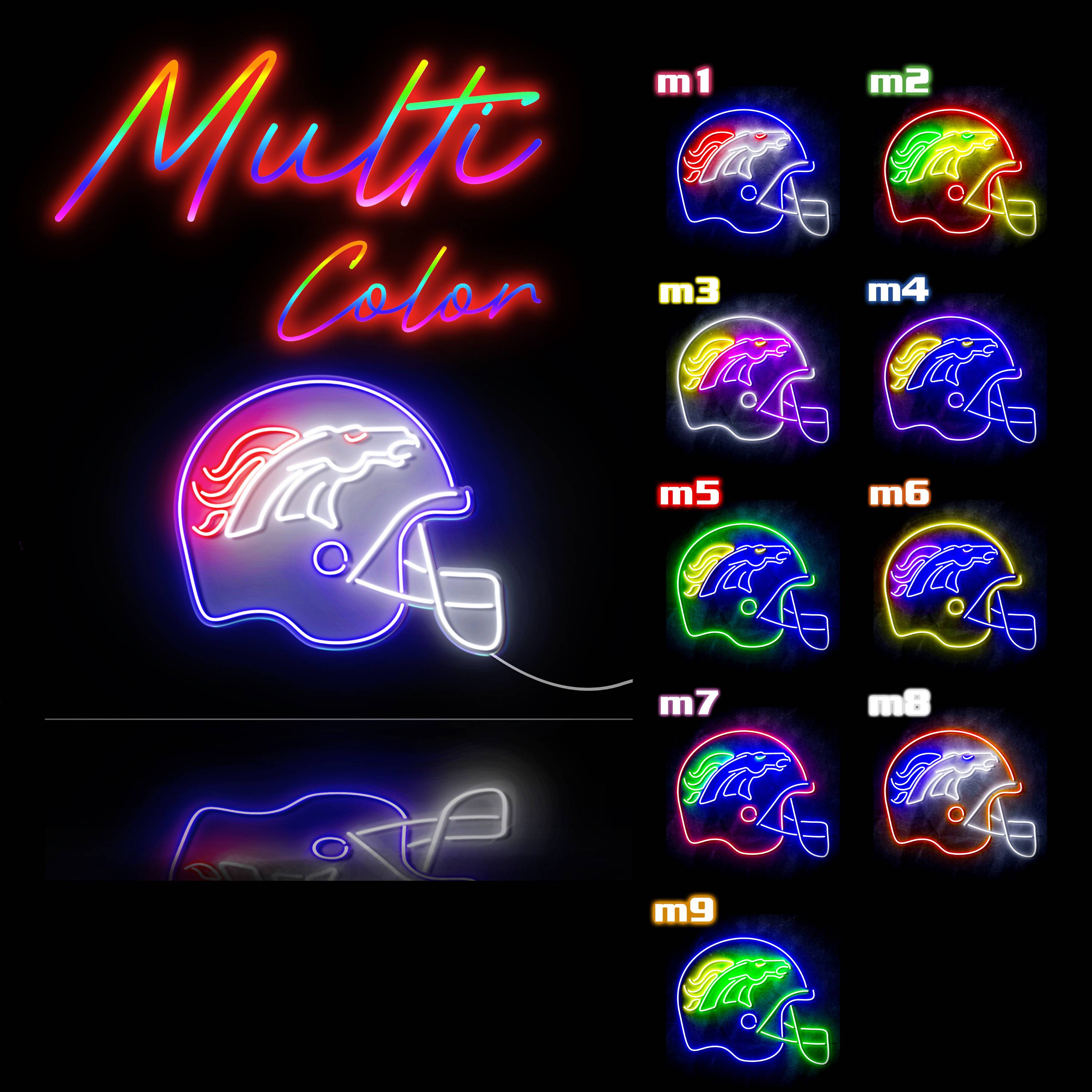 NFL Helmet Denver Broncos Large Flex Neon LED Sign