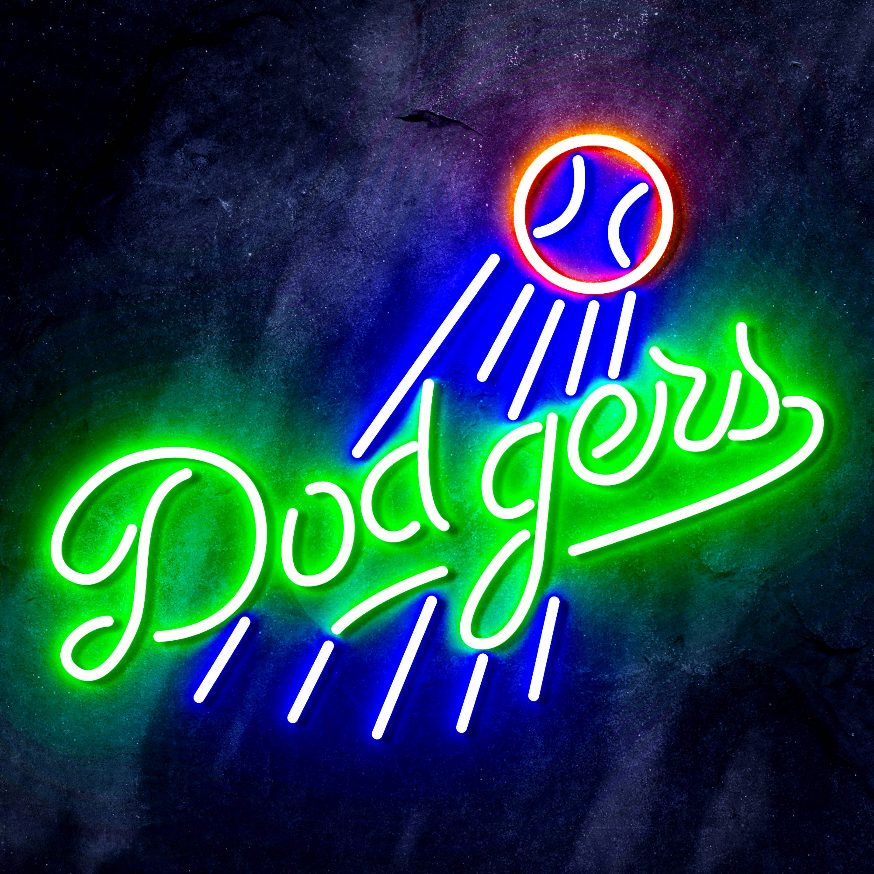 WonderfulLife Targa Al Neon LED Los Angeles Dodgers, Insegna Luminosa Blu Per Parete, Decorazione Per Garage, Man Cave, Bar E Festa A Tema Baseball
