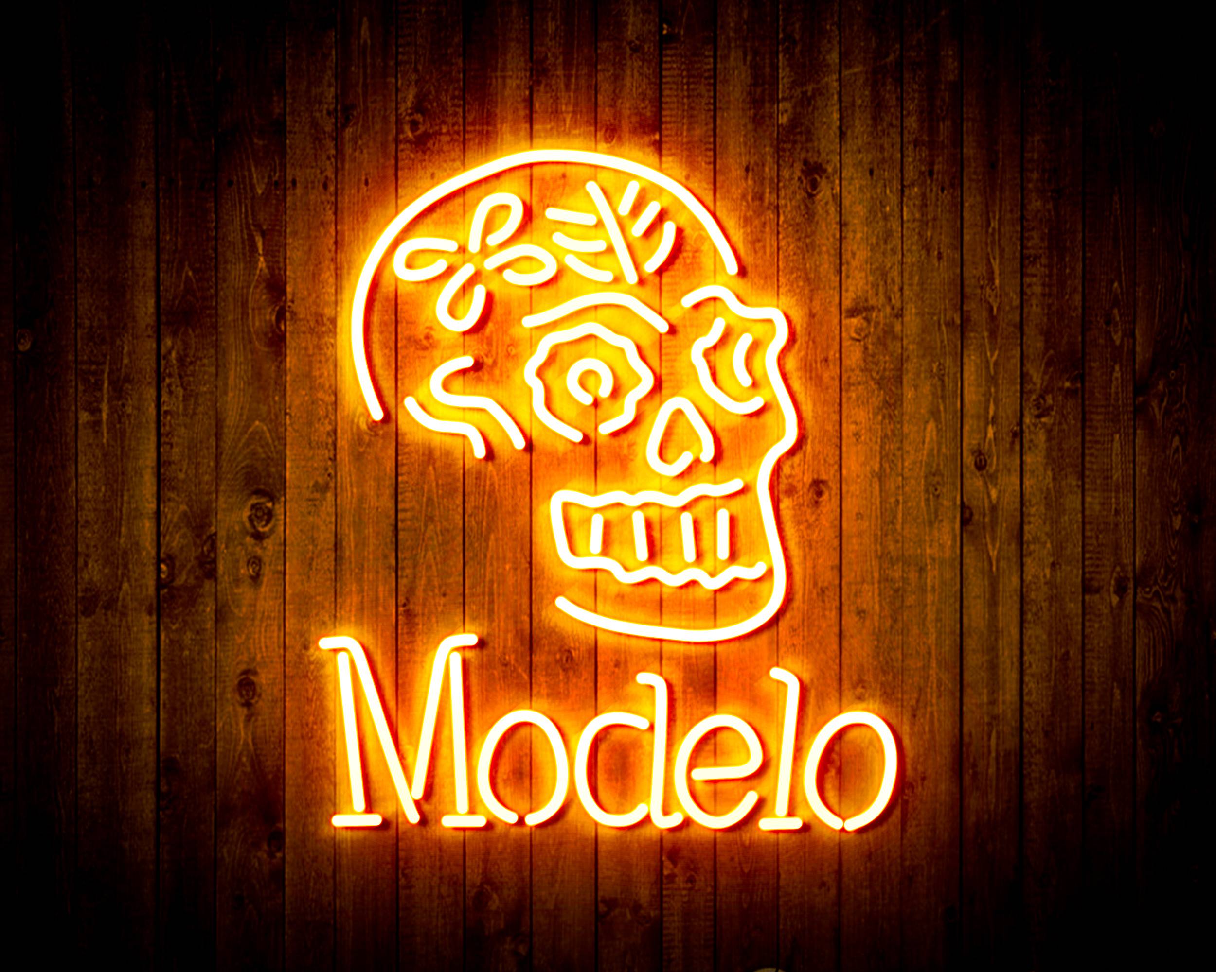 Modelo Beer with Skull Handmade Neon Flex LED Sign