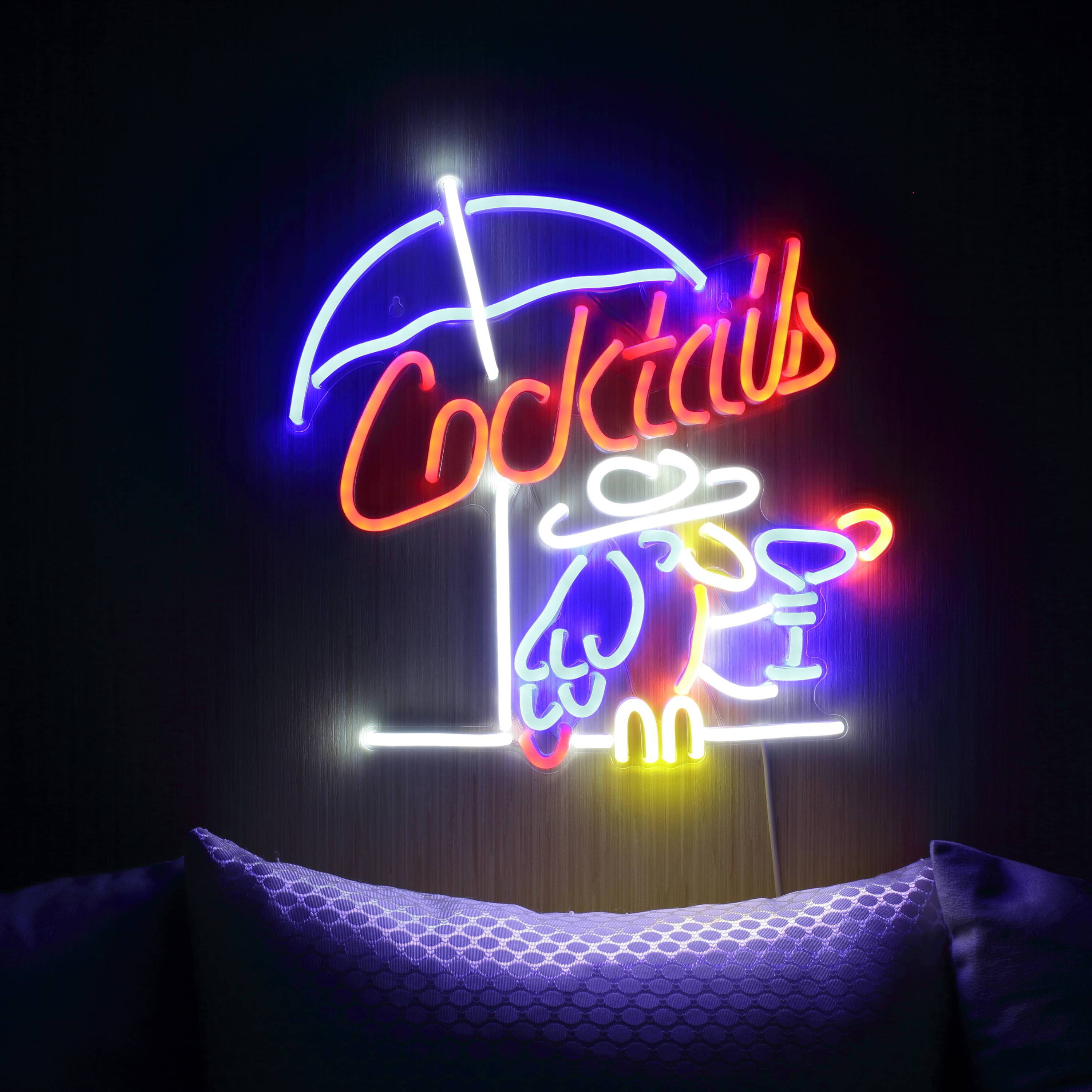 Cocktails with Birds Large Flex Neon LED Sign