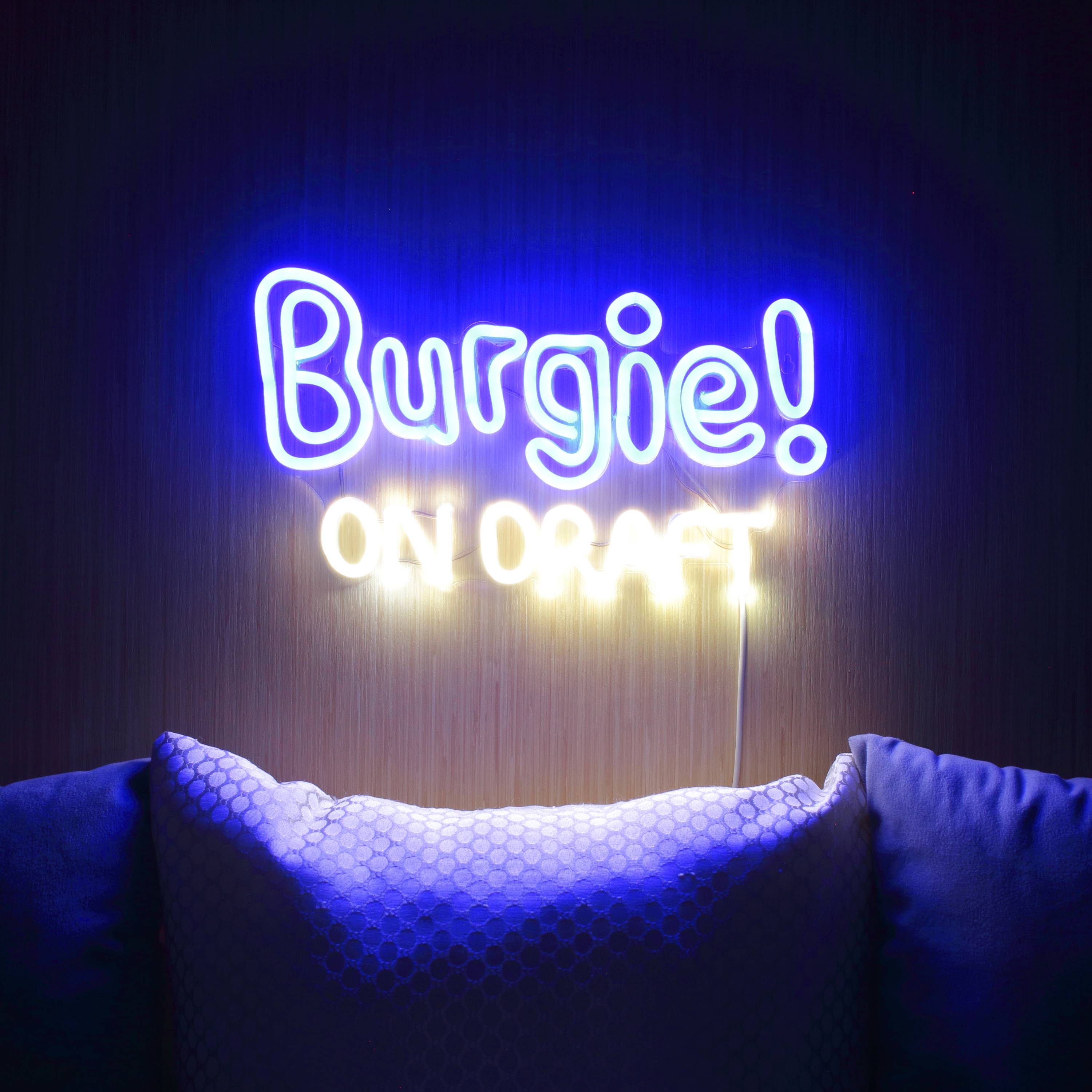 Burgie! On Draft Large Flex Neon LED Sign