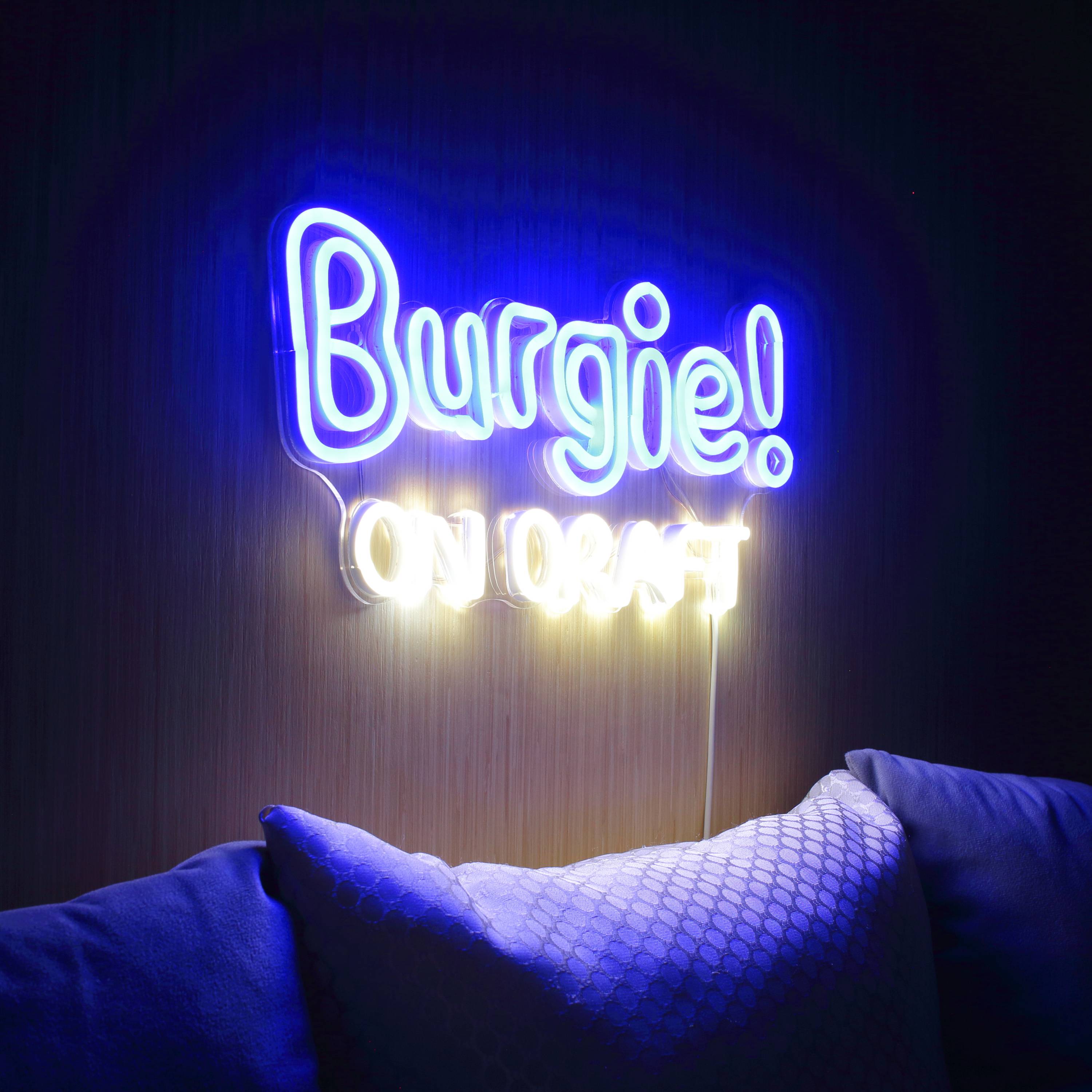 Burgie! On Draft Large Flex Neon LED Sign