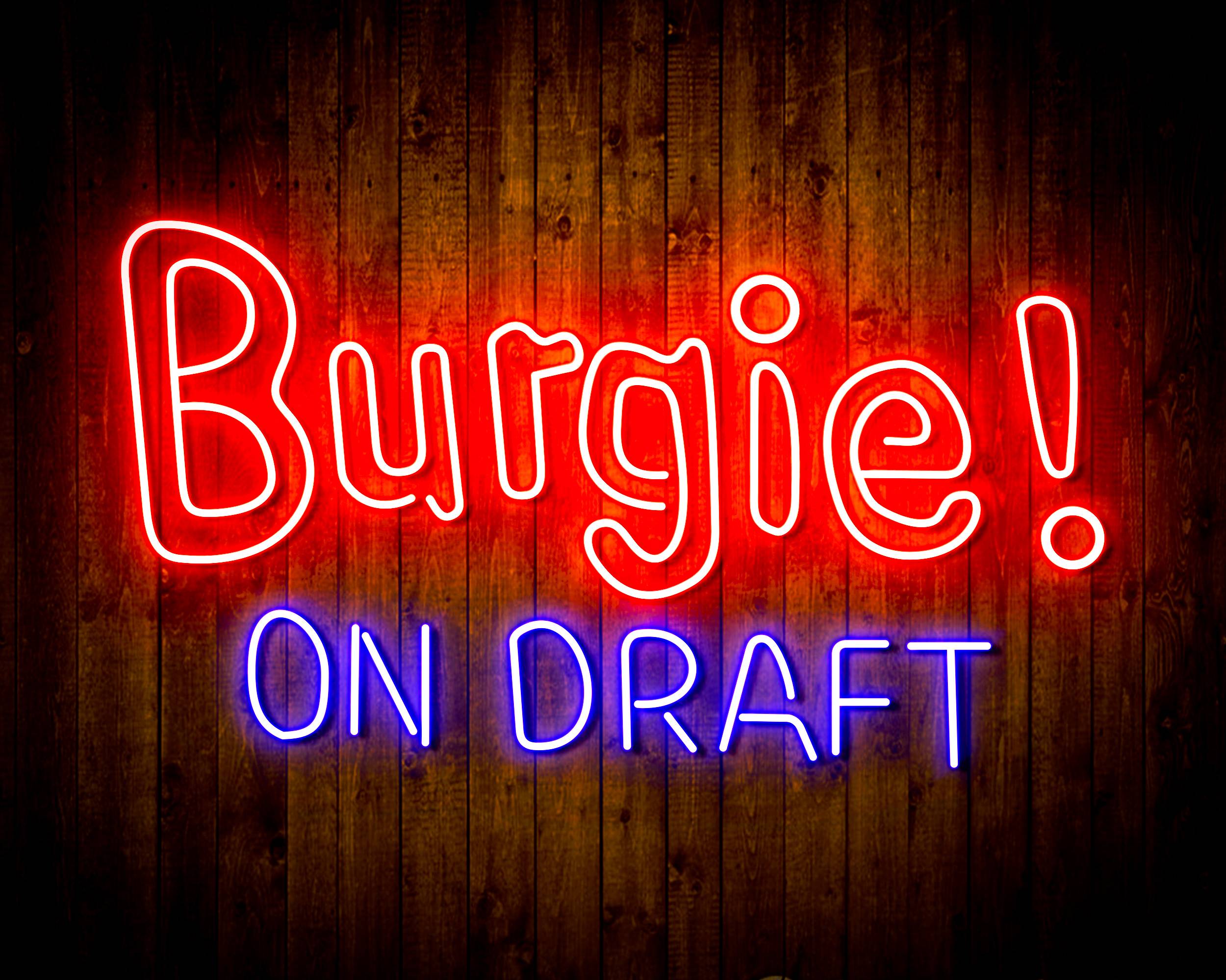 Burgie! On Draft Handmade Neon Flex LED Sign