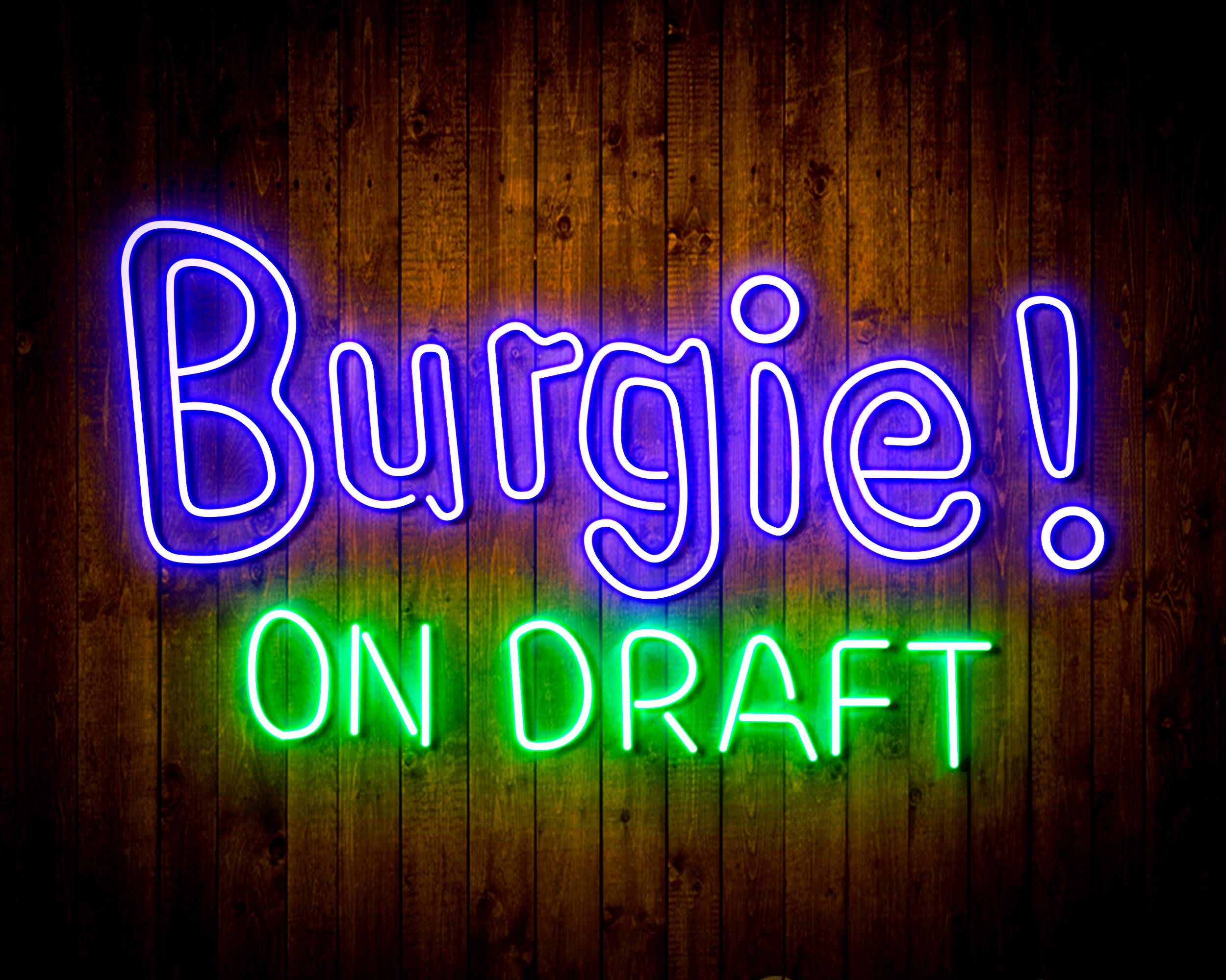 Burgie! On Draft Handmade Neon Flex LED Sign