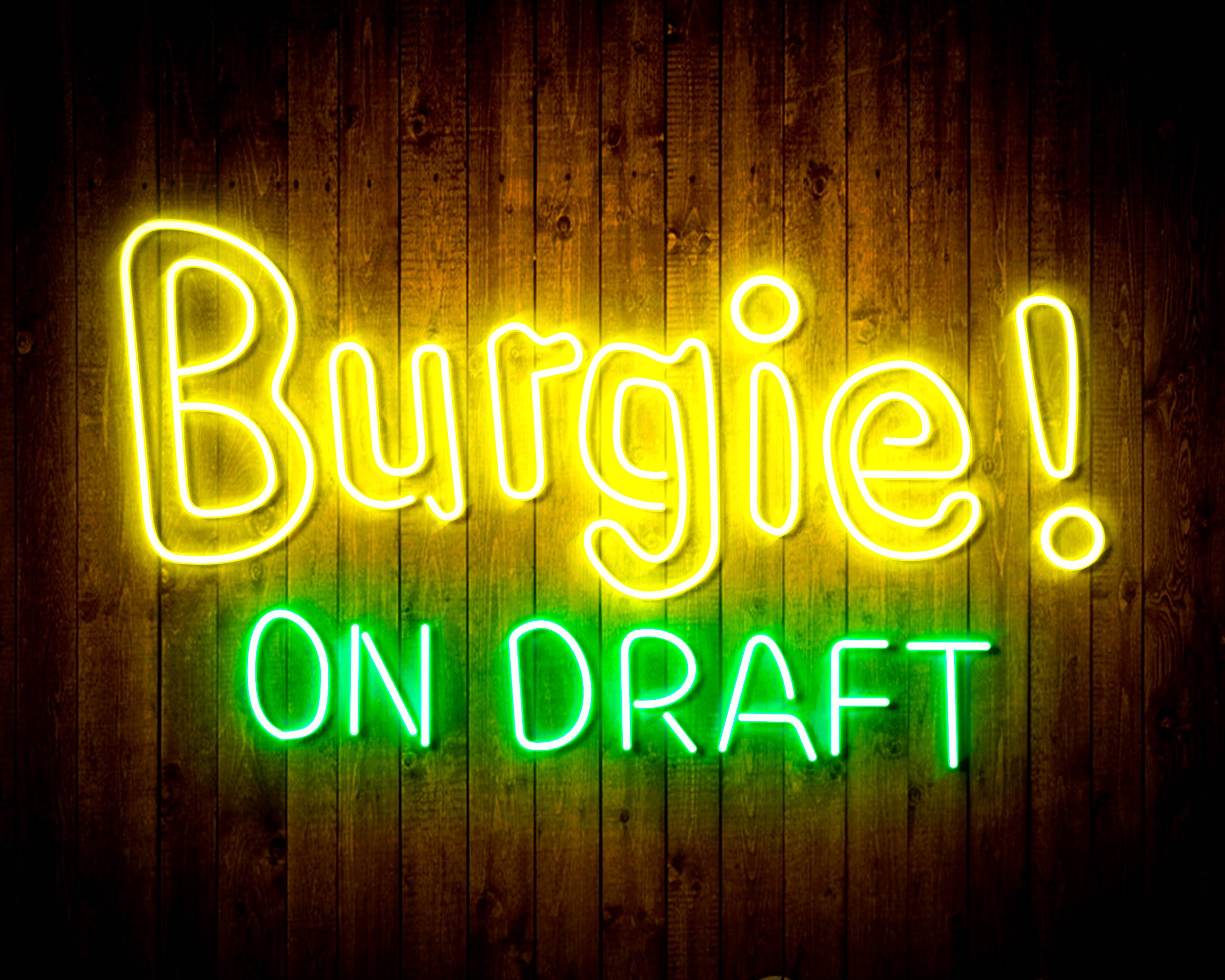 Burgie! On Draft Handmade Neon Flex LED Sign