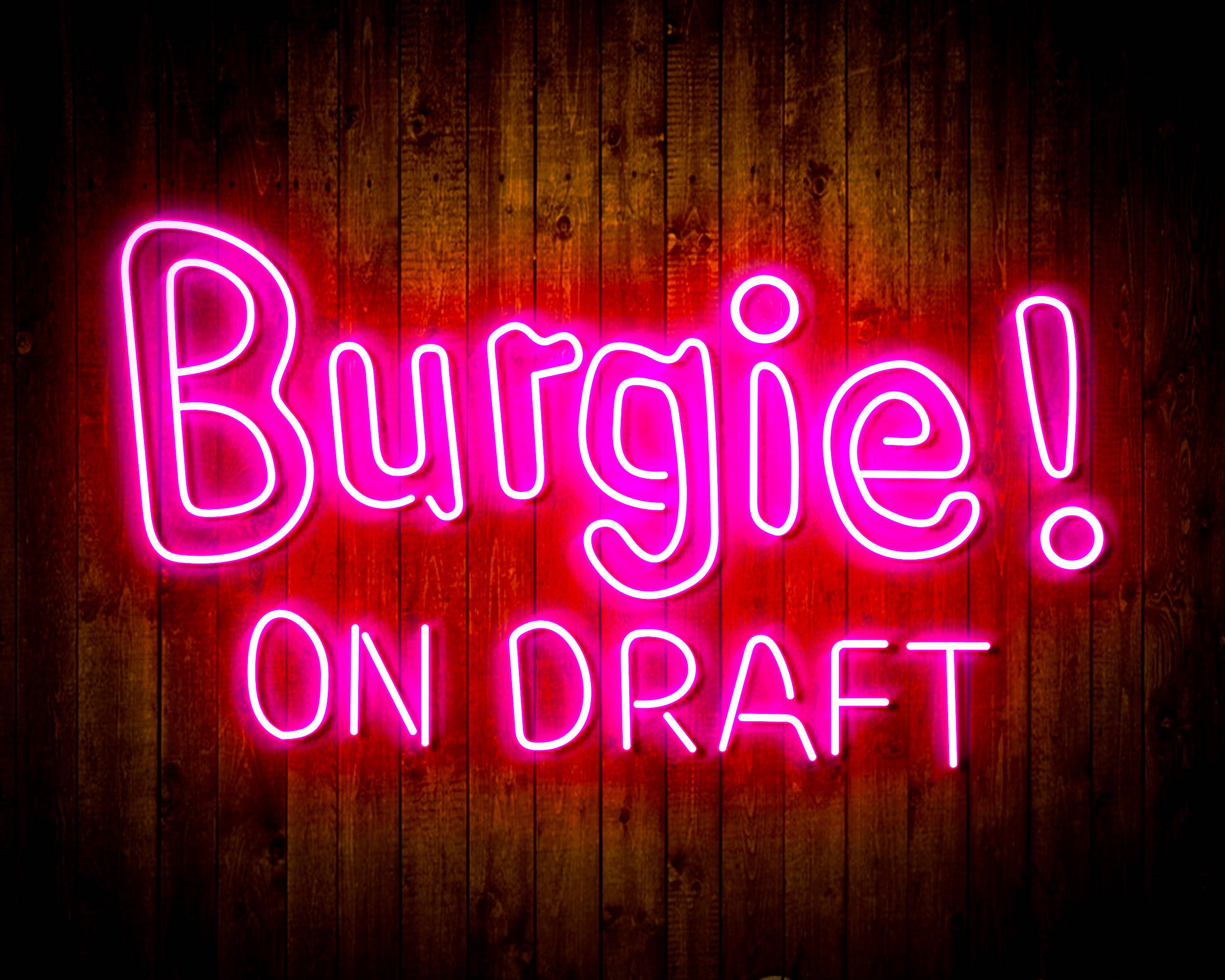 Burgie! On Draft Handmade Neon Flex LED Sign