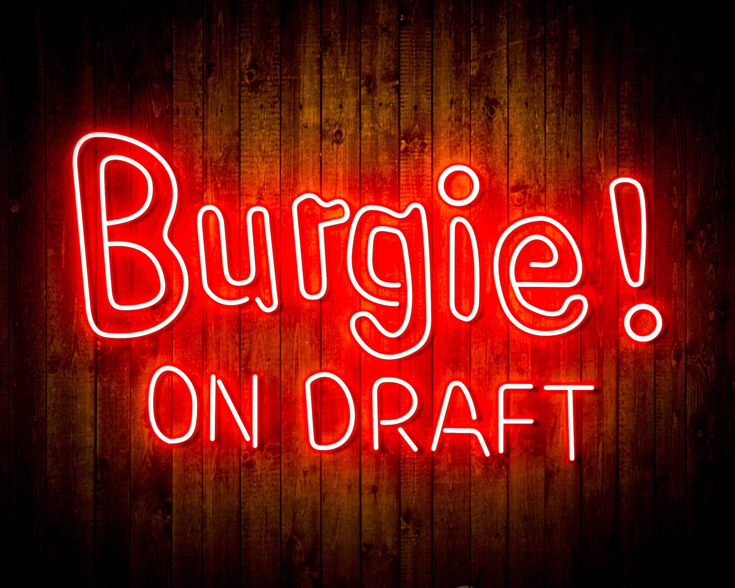 Burgie! On Draft Handmade Neon Flex LED Sign