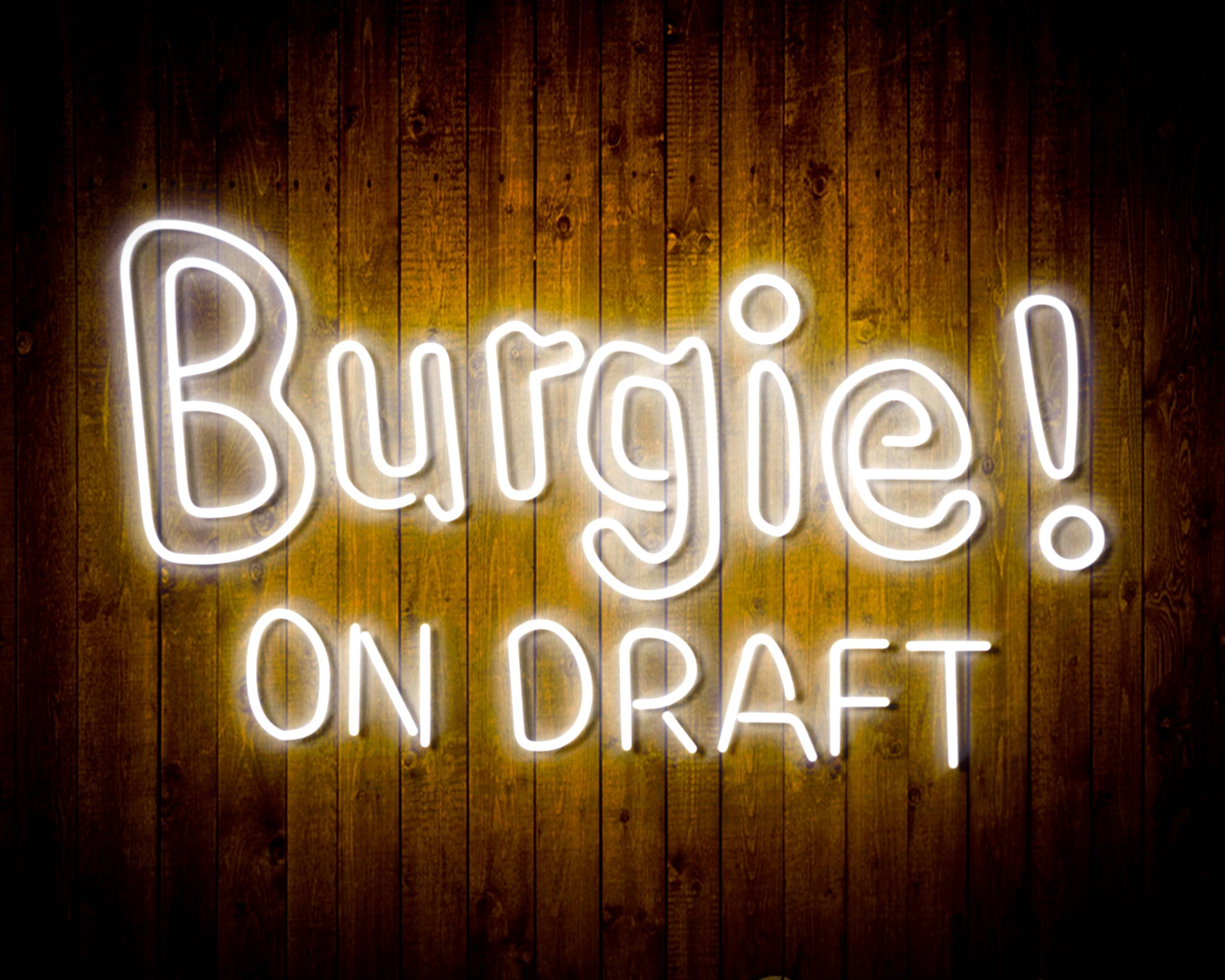 Burgie! On Draft Handmade Neon Flex LED Sign