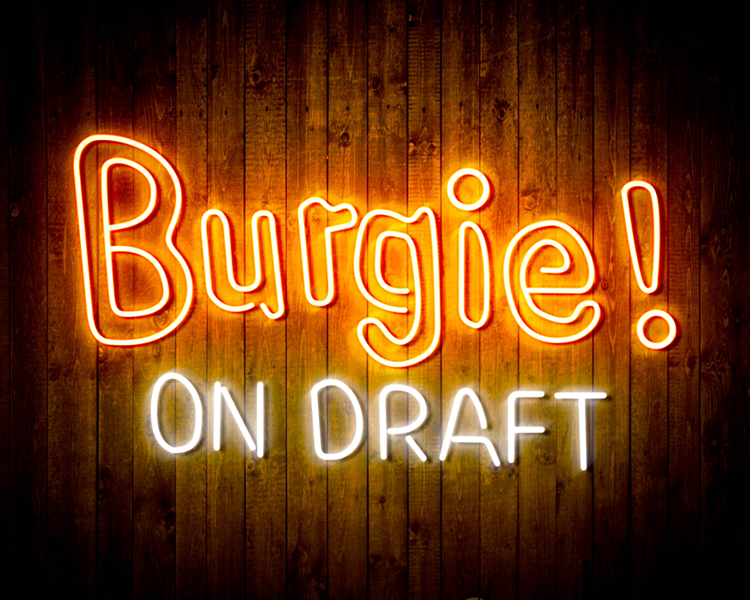 Burgie! On Draft Handmade Neon Flex LED Sign