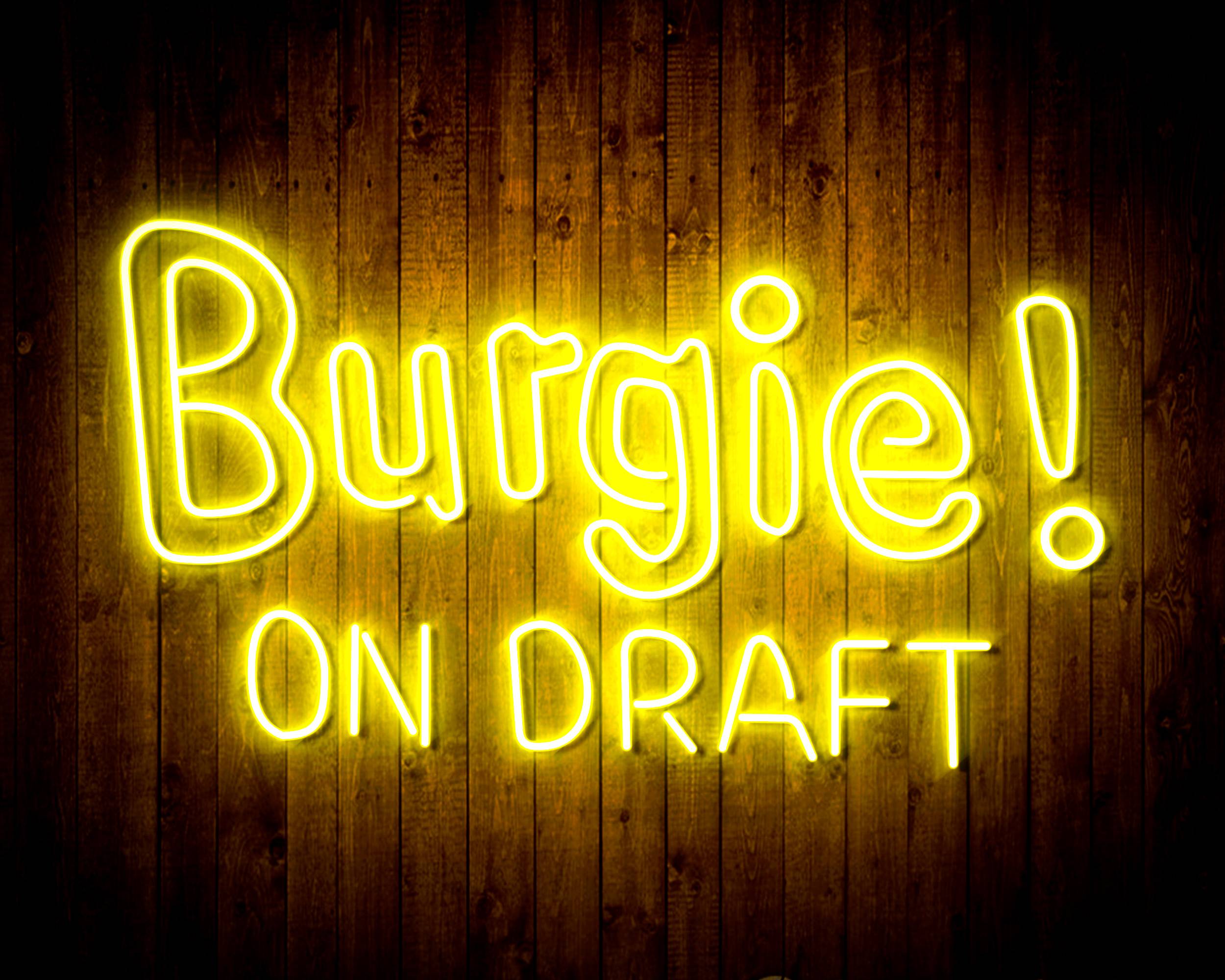 Burgie! On Draft Handmade Neon Flex LED Sign