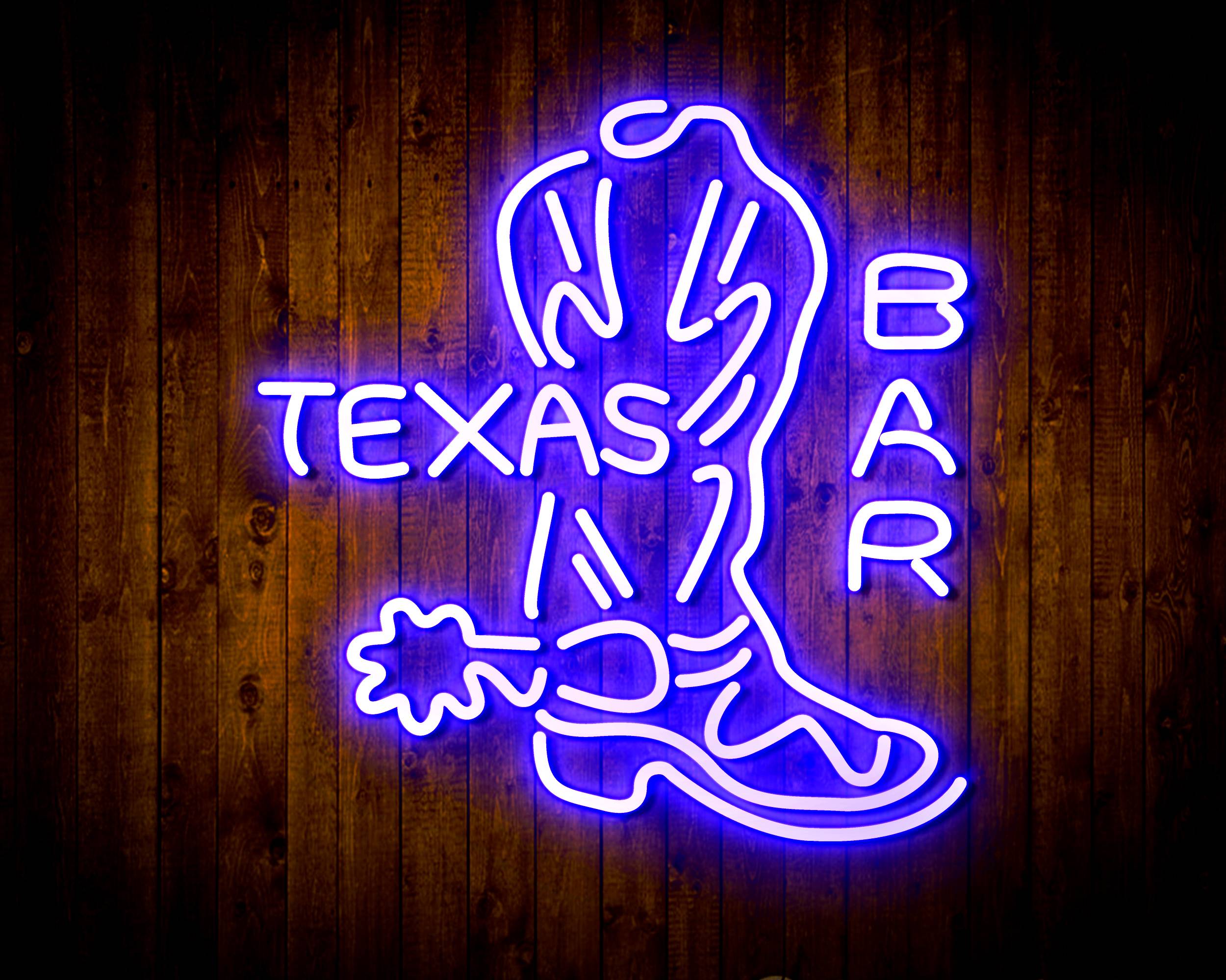 Texas Bar with Boot Handmade Neon Flex LED Sign