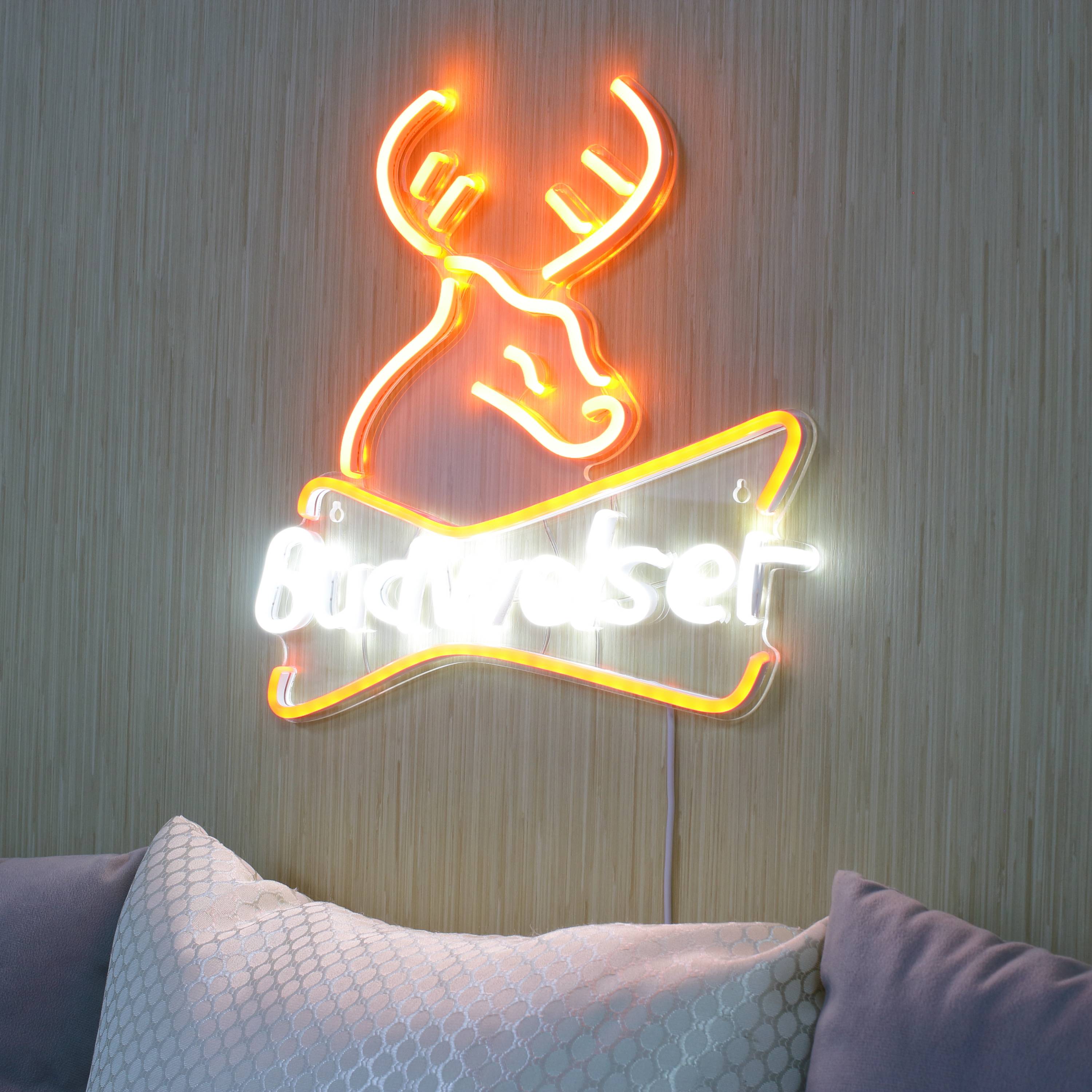 Budweiser with Deer Head Large Flex Neon LED Sign