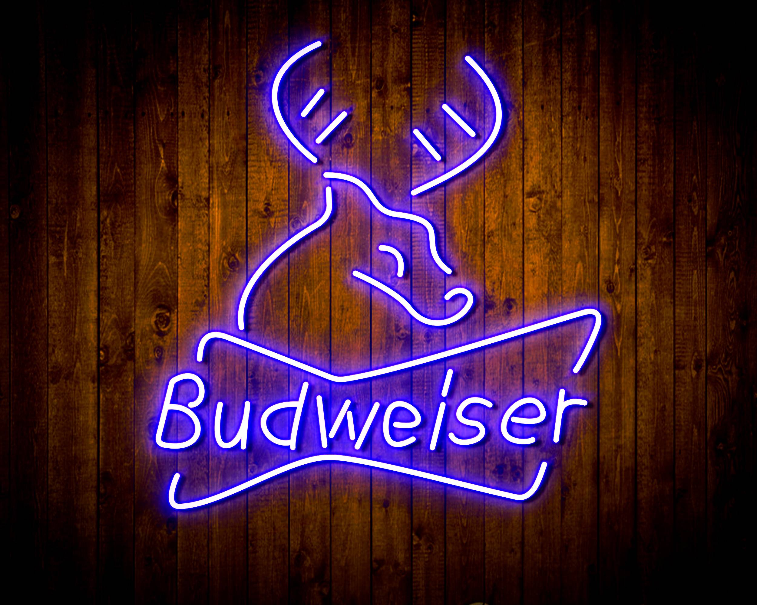 Budweiser with Deer Head Handmade Neon Flex LED Sign