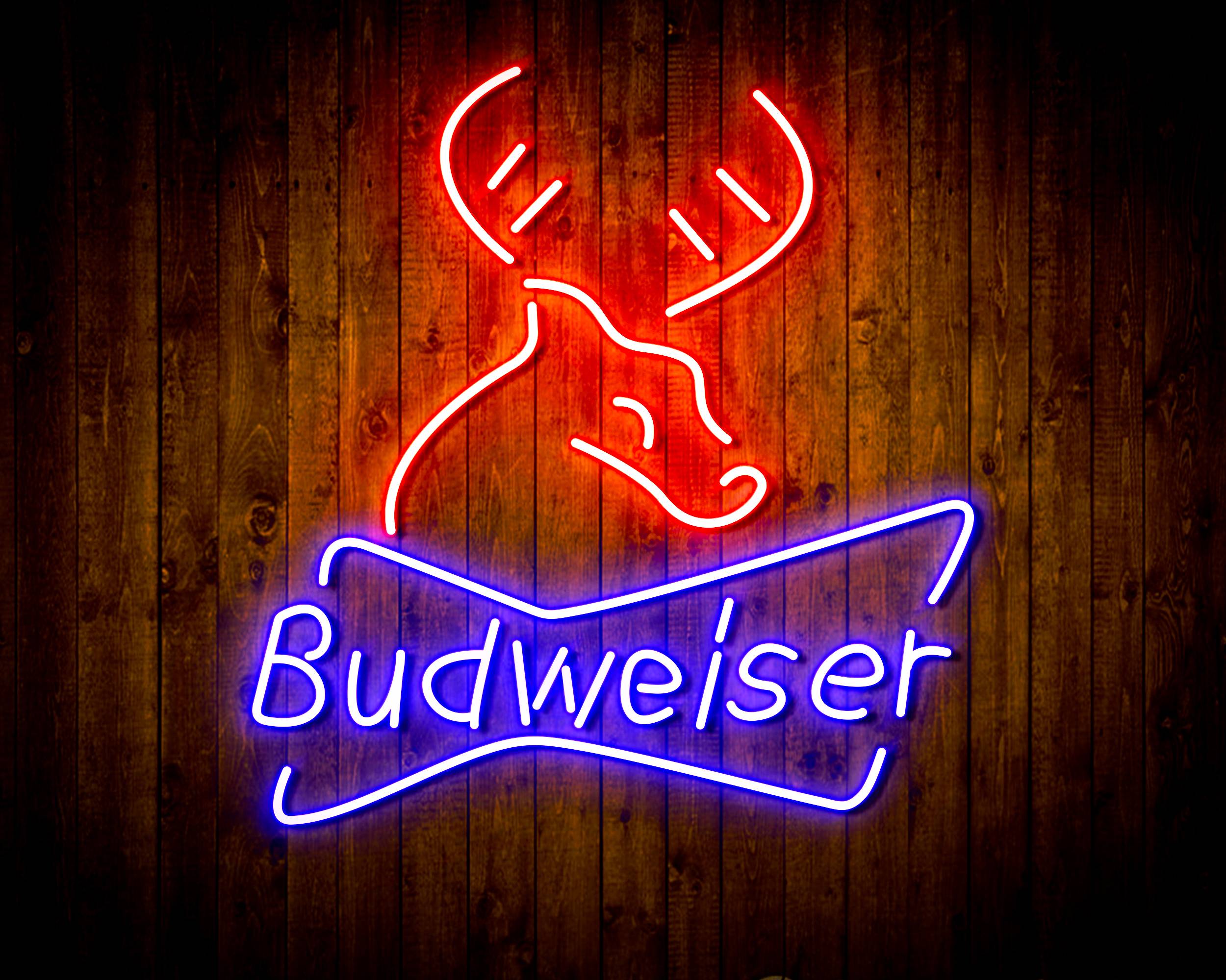 Budweiser with Deer Head Handmade Neon Flex LED Sign