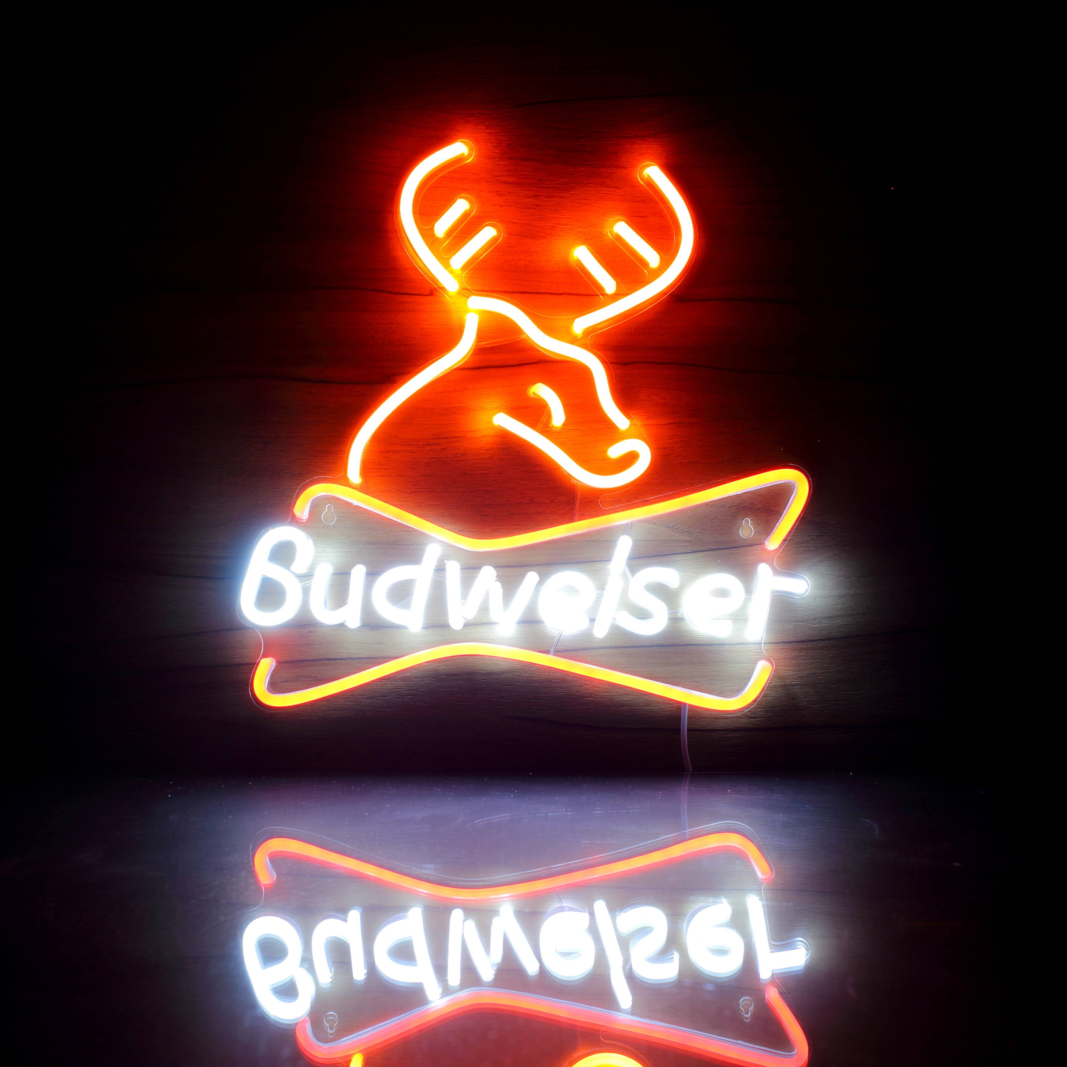 Budweiser with Deer Head Handmade Neon Flex LED Sign