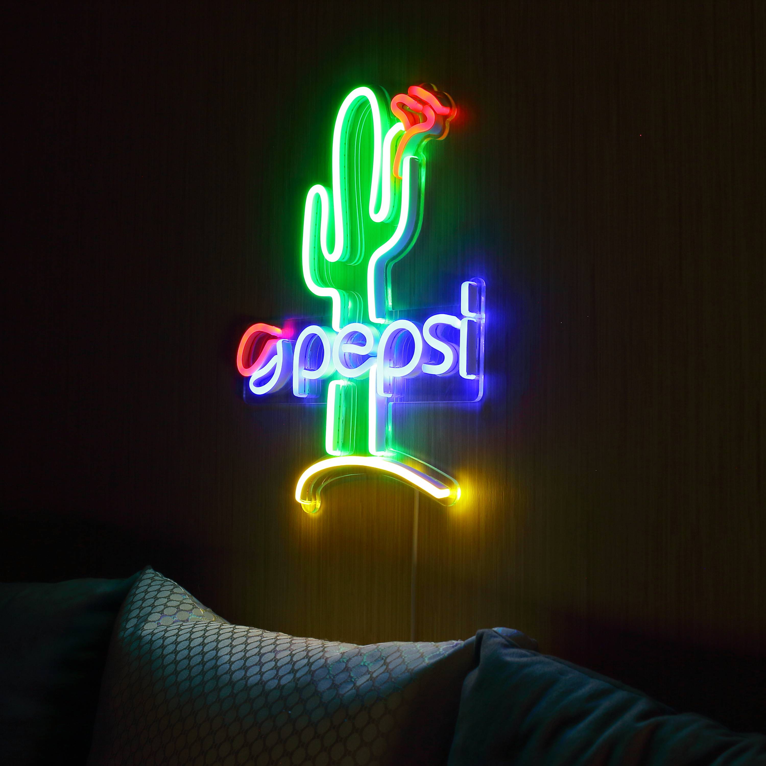 Pepsi with Cactus Large Flex Neon LED Sign