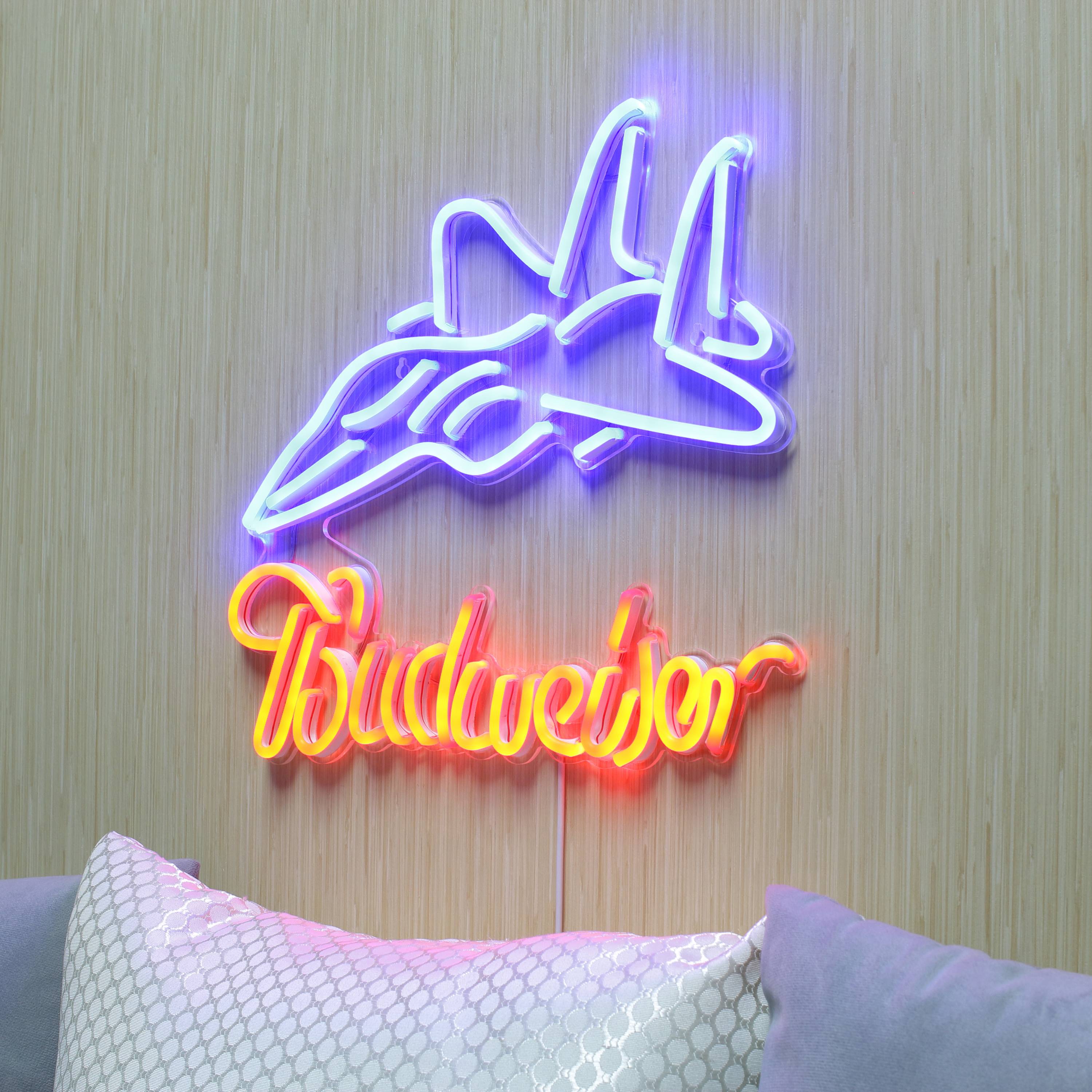 Budweiser with Jet Fighter Large Flex Neon LED Sign
