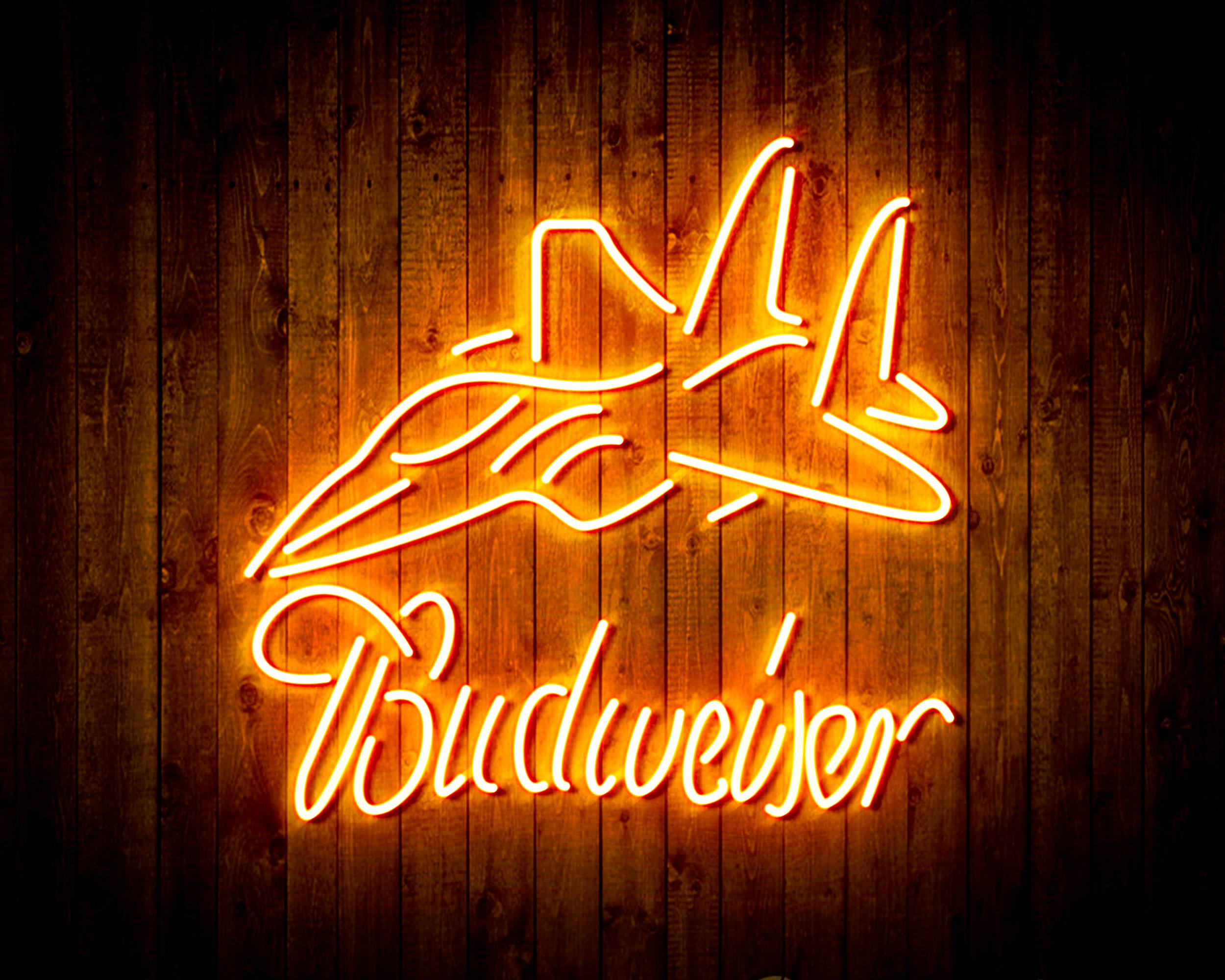 Budweiser with Jet Fighter Handmade Neon Flex LED Sign
