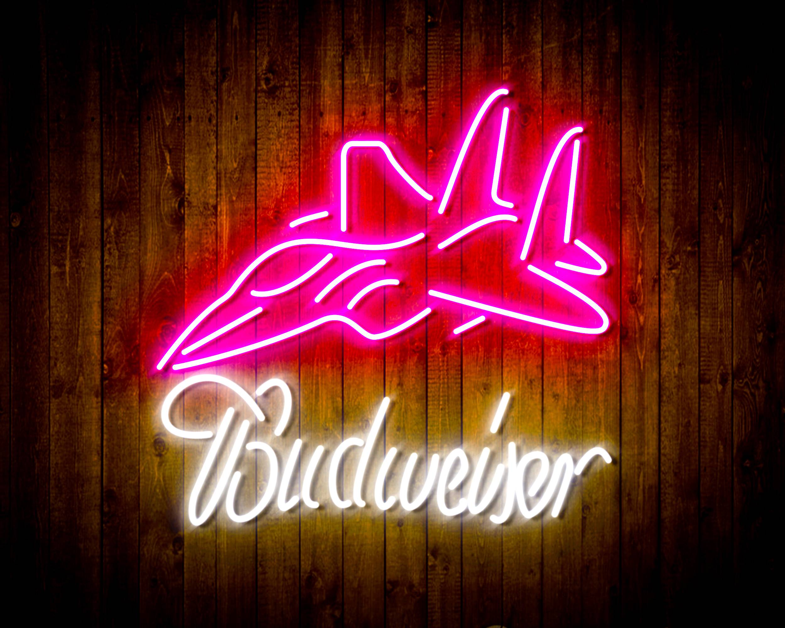 Budweiser with Jet Fighter Handmade Neon Flex LED Sign