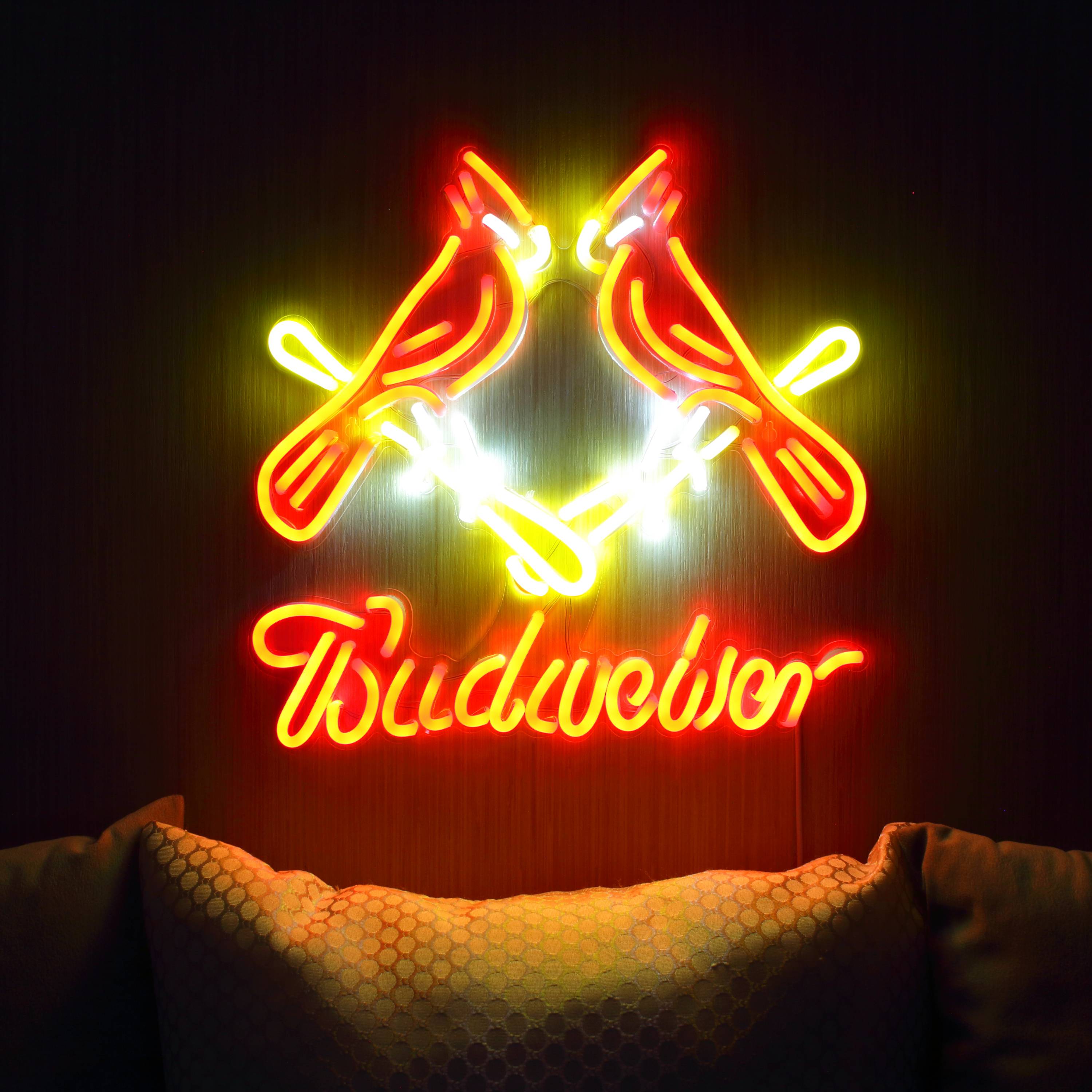 Budweiser with Cadinals Large Flex Neon LED Sign