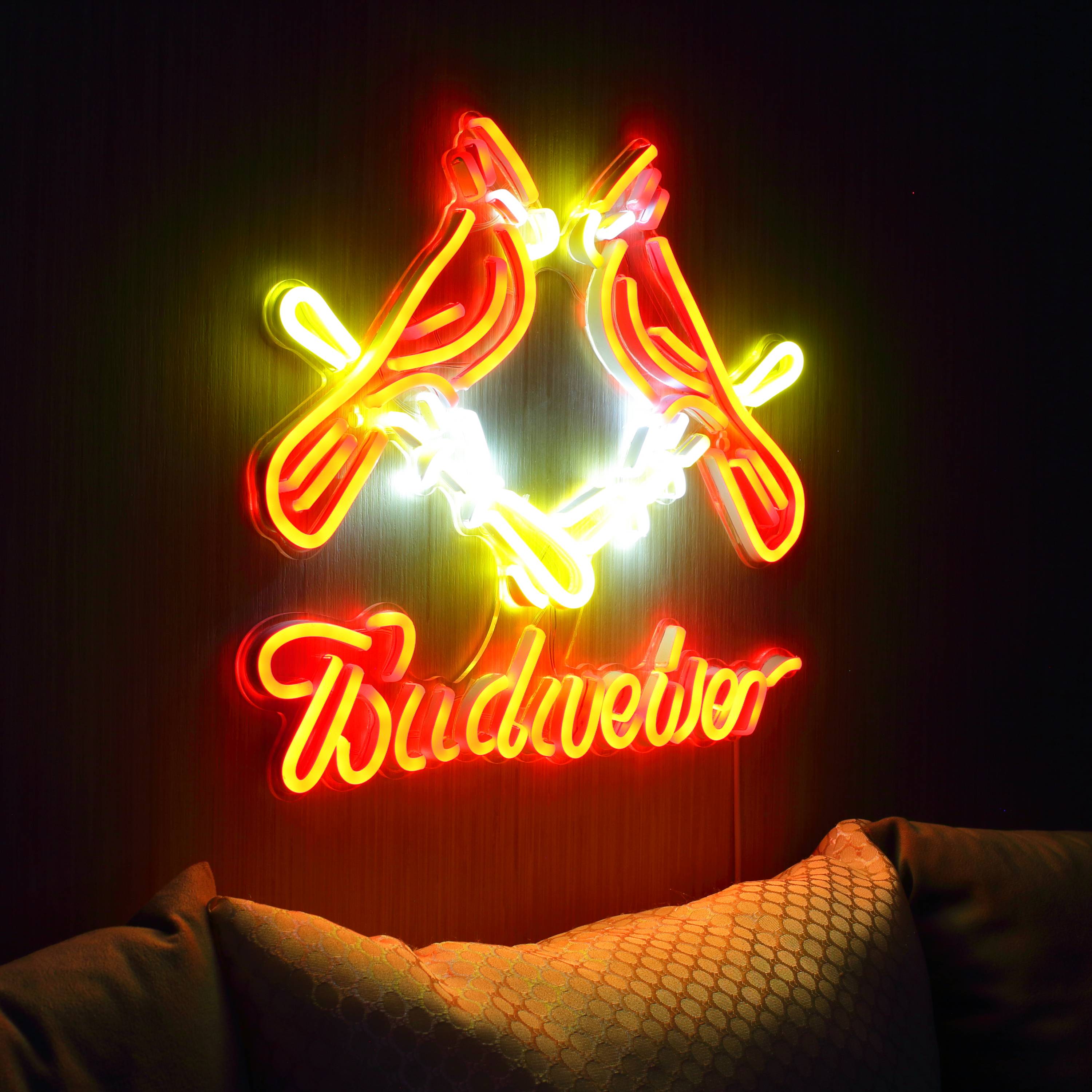 Budweiser with Cadinals Large Flex Neon LED Sign