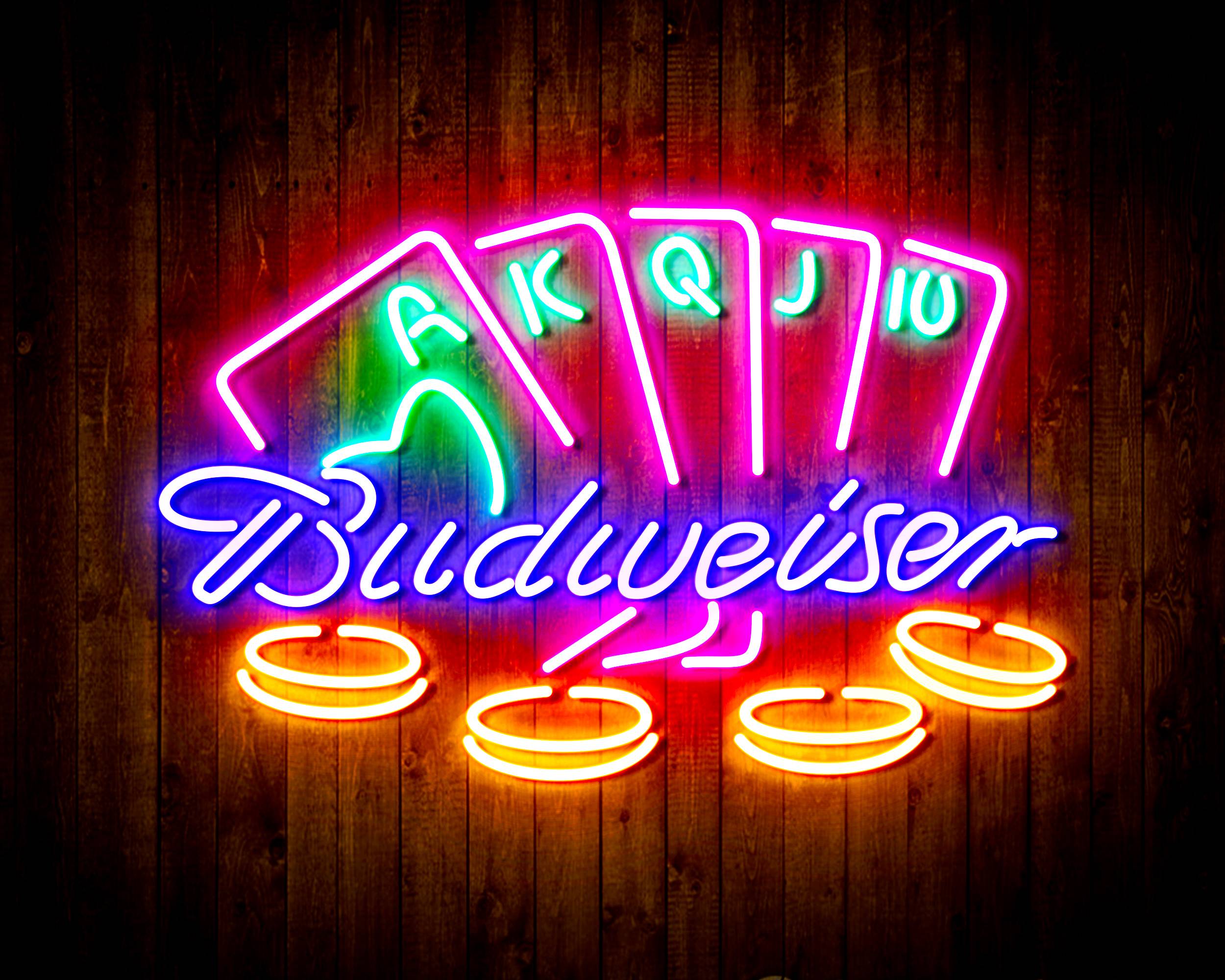 Budweiser Casino Cards Game Handmade Neon Flex LED Sign
