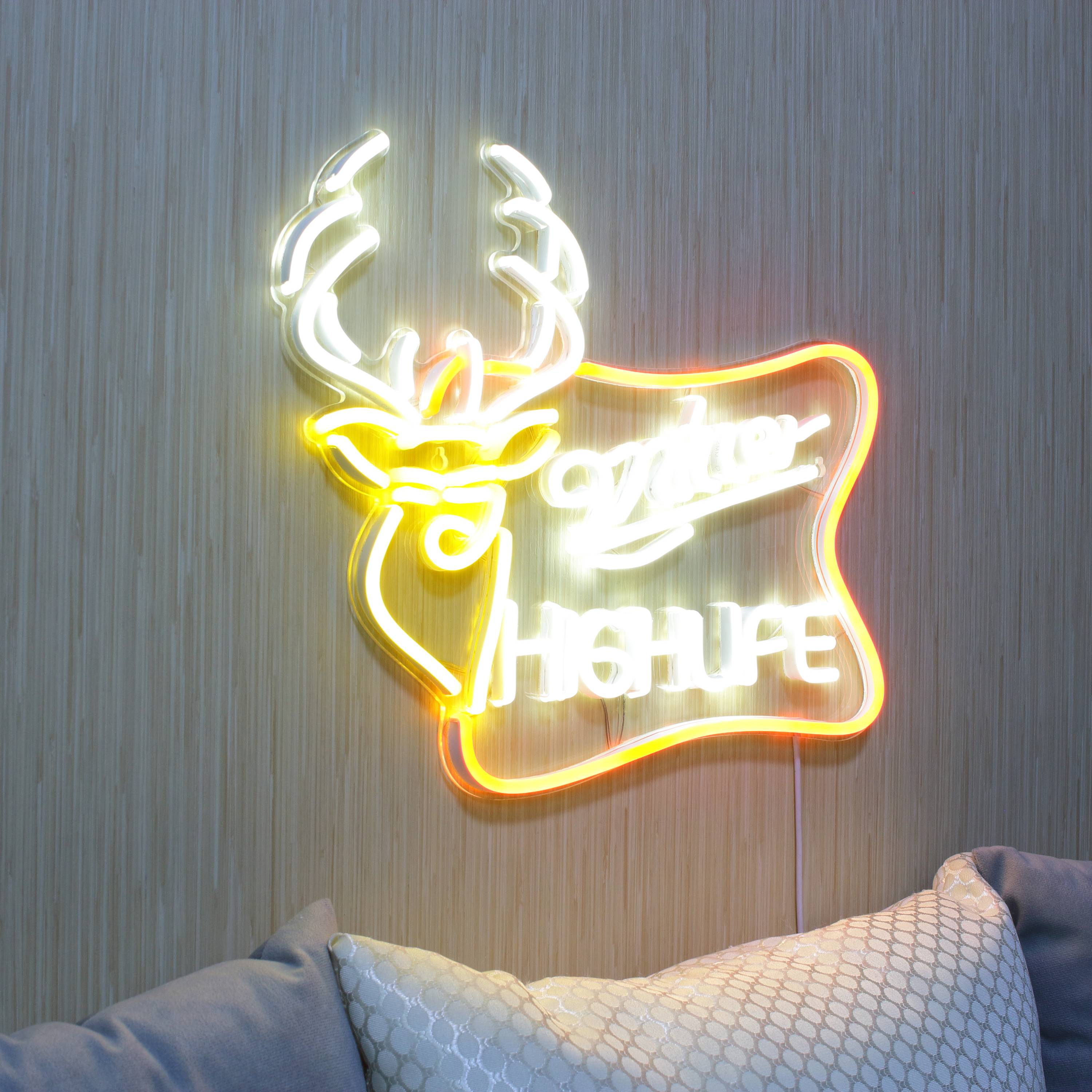 Miller High Life with Deer Head Large Flex Neon LED Sign