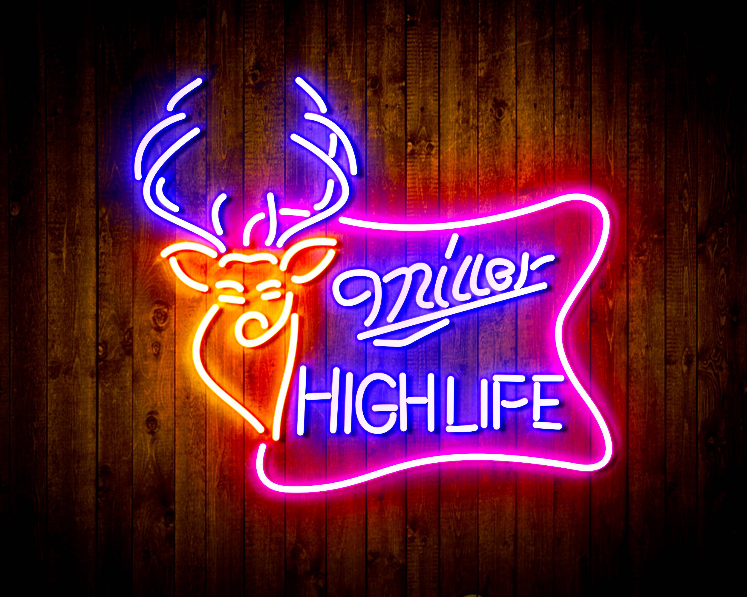 Miller High Life with Deer Head Handmade Neon Flex LED Sign