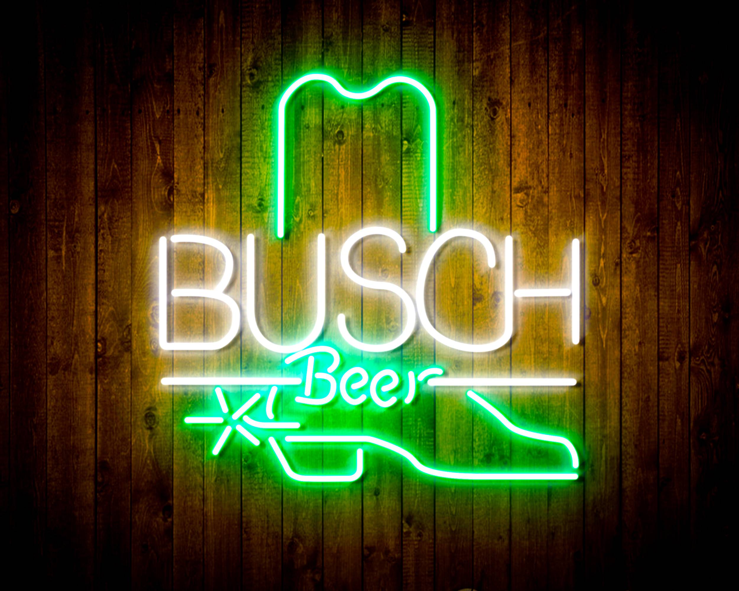 Busch Beer Cowboy Boot Handmade Neon Flex LED Sign