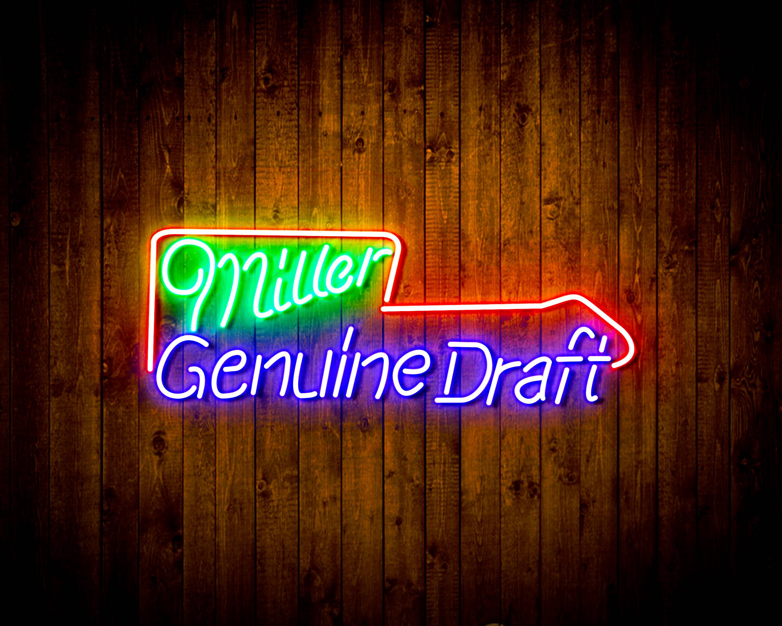 Minner Genuine Draft with Arrow Handmade Neon Flex LED Sign