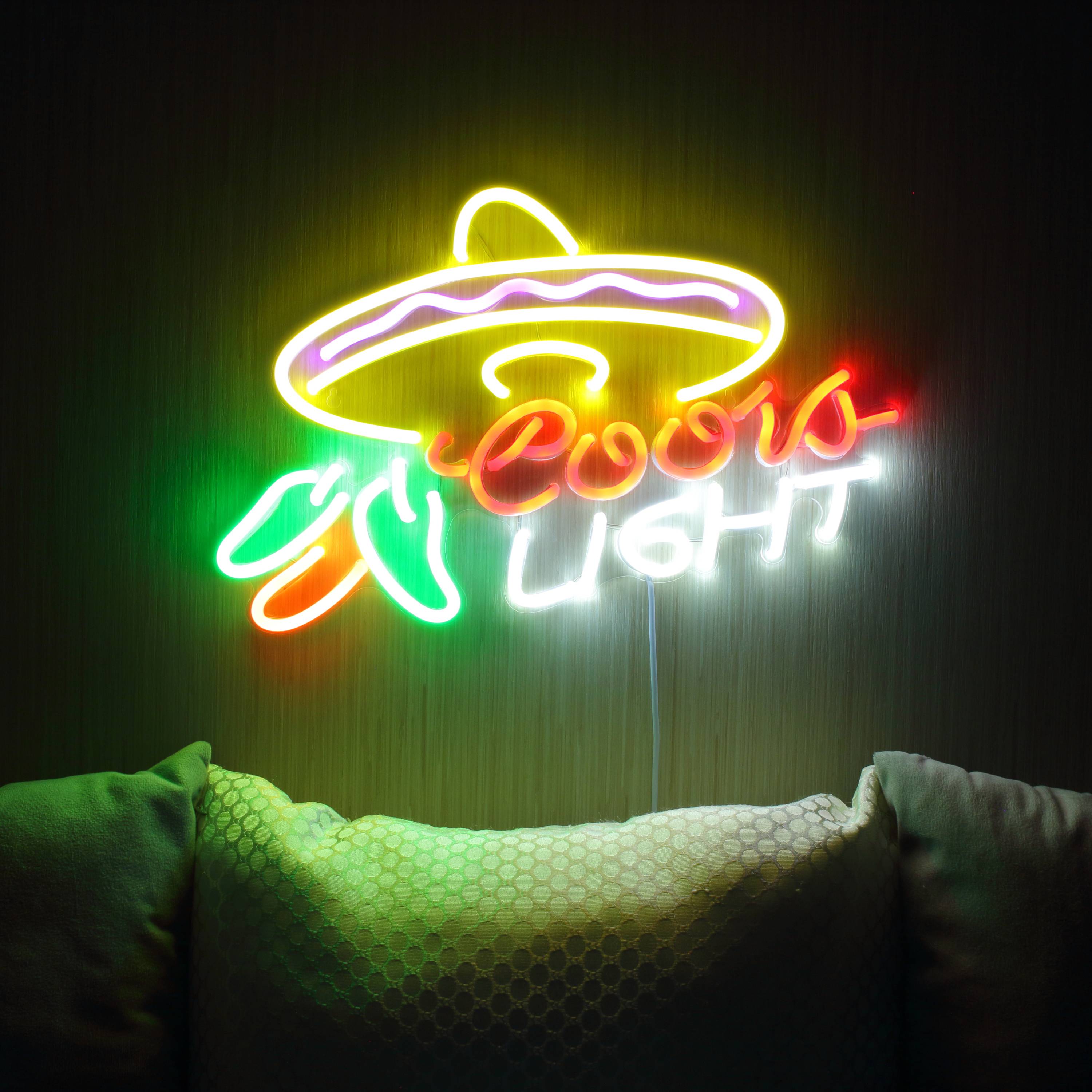 Coors Light Mexico Hat Large Flex Neon LED Sign