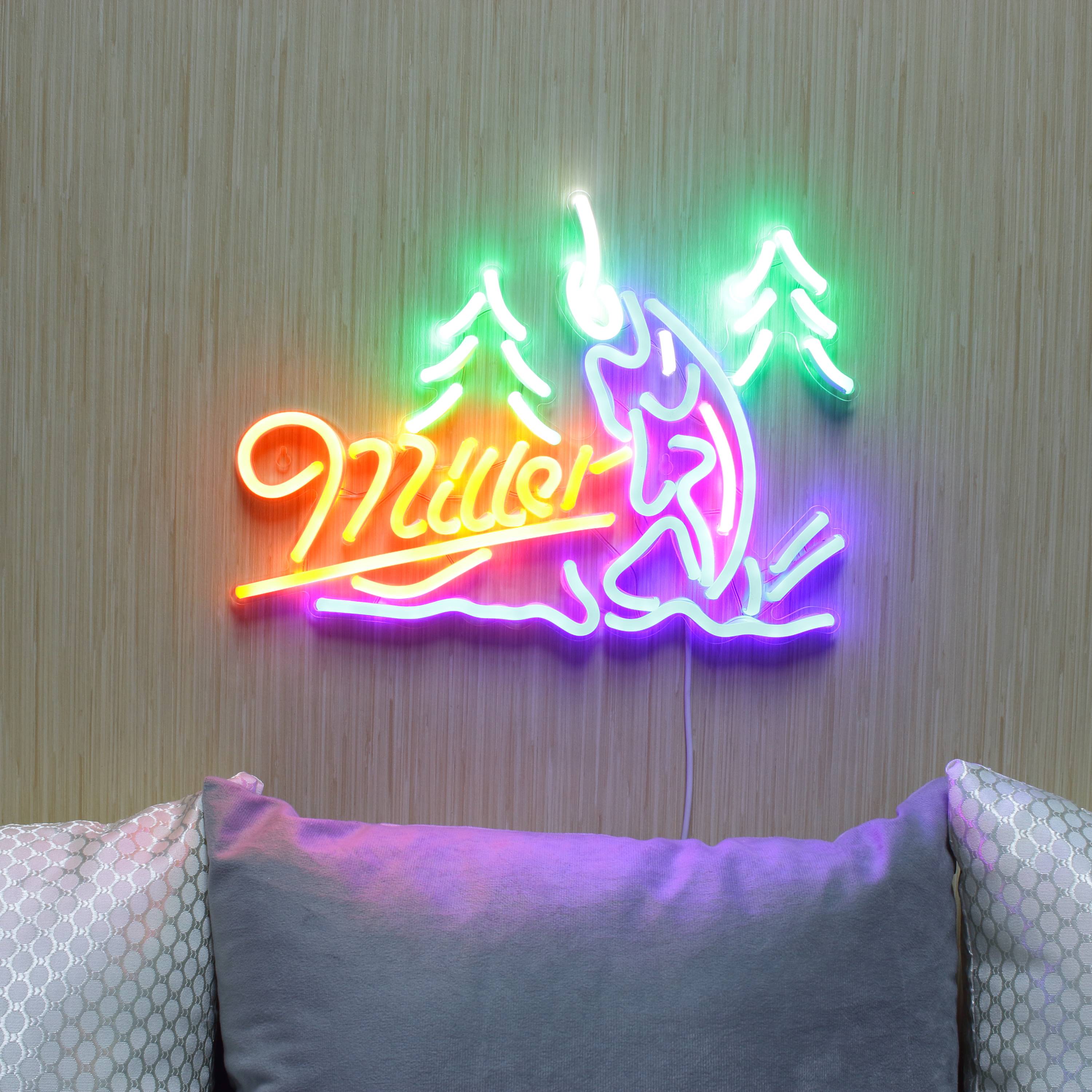 Miller Fishing Large Flex Neon LED Sign