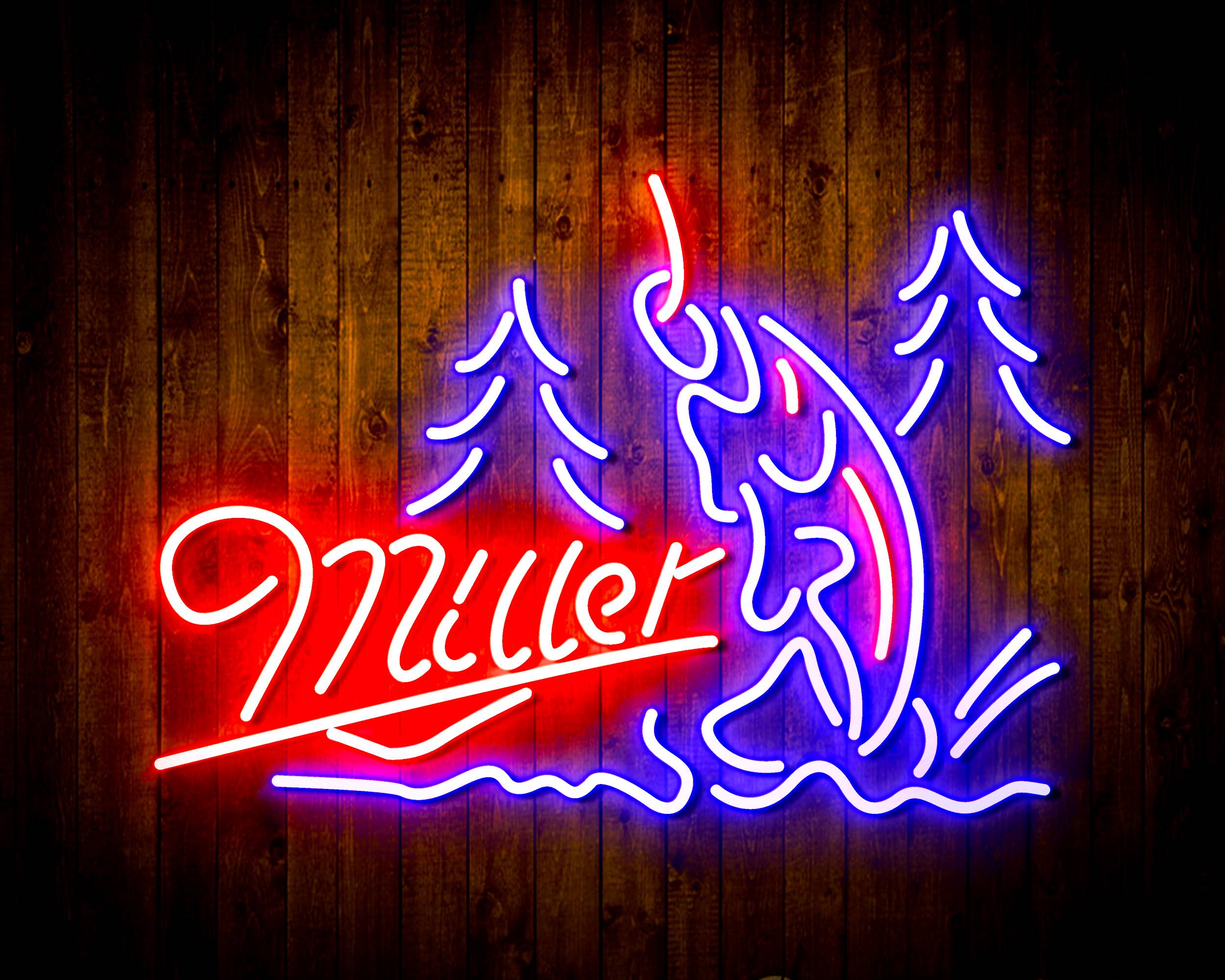 Miller Fishing Beer Bar Handmade Neon Flex LED Sign