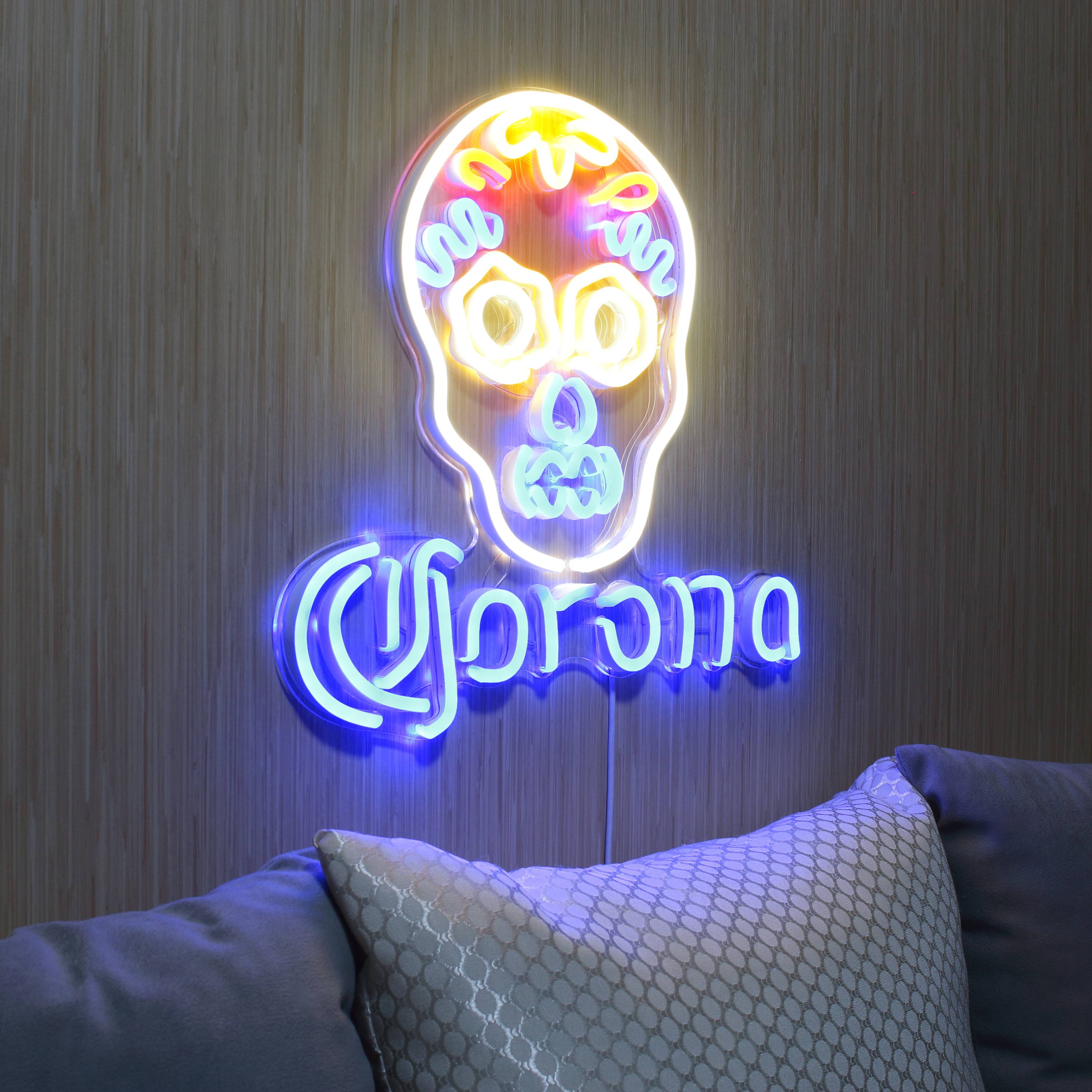 Corona with Skull Large Flex Neon LED Sign