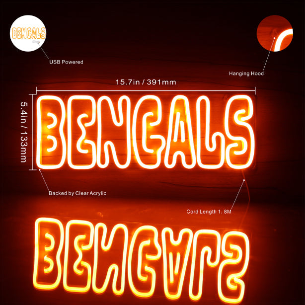 NFL Cincinnati BENGALS Handmade Neon Flex LED Sign - ProLedSign