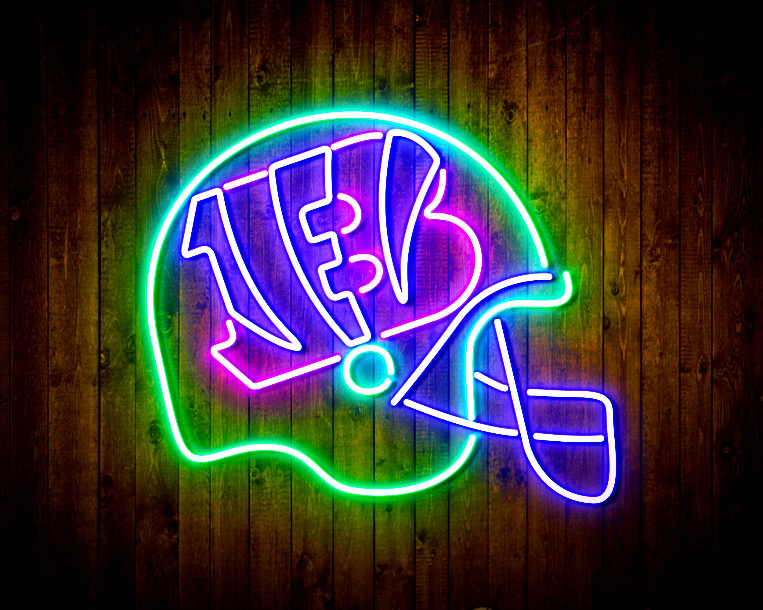 NFL Helmet Cincinnati Bengals Bar Neon Flex LED Sign