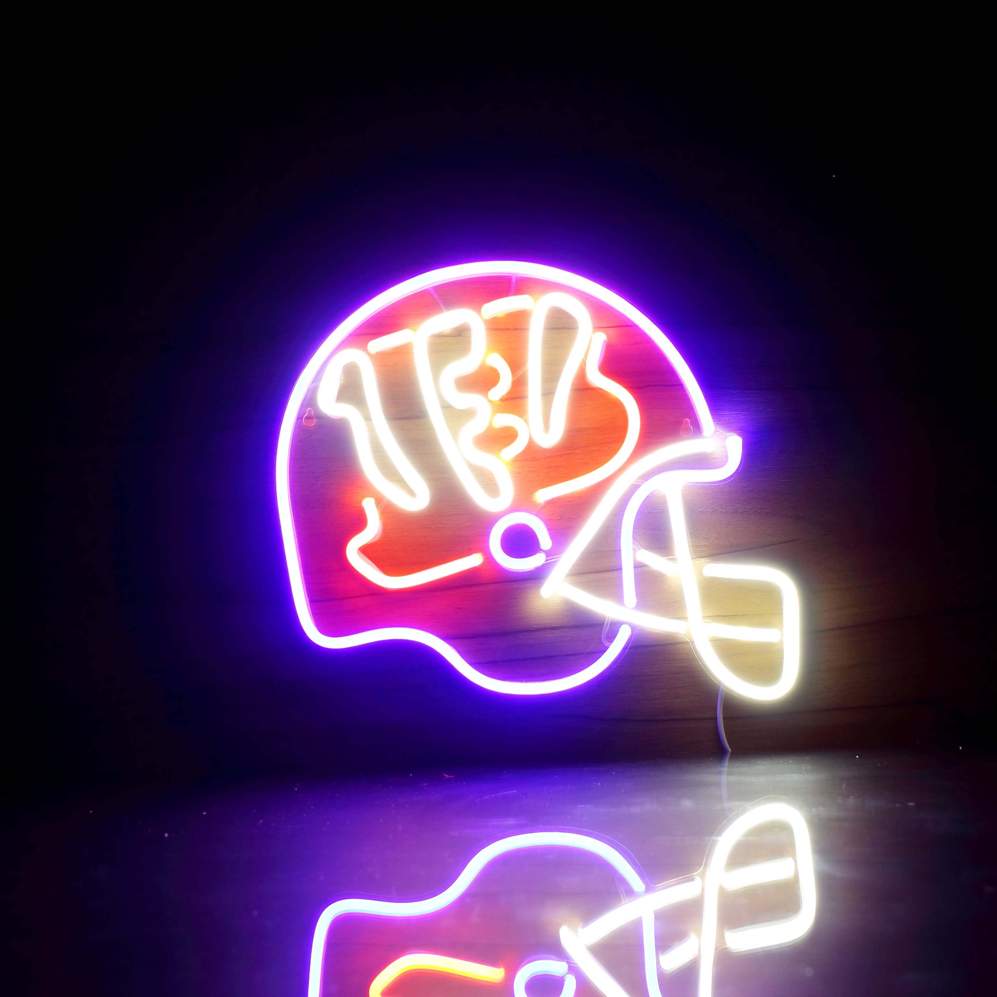 NFL Helmet Cincinnati Bengals Bar Neon Flex LED Sign
