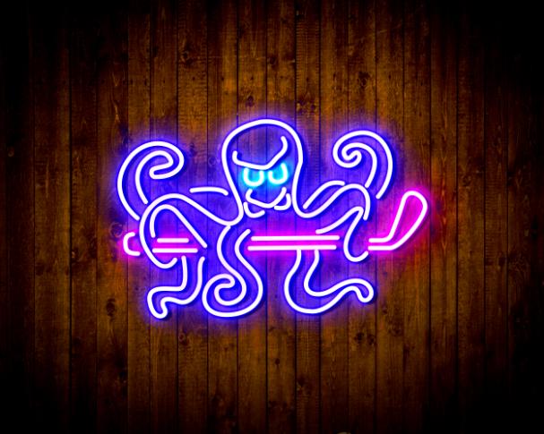 Detroit Red Wings Octopus Handmade Neon Flex LED Sign