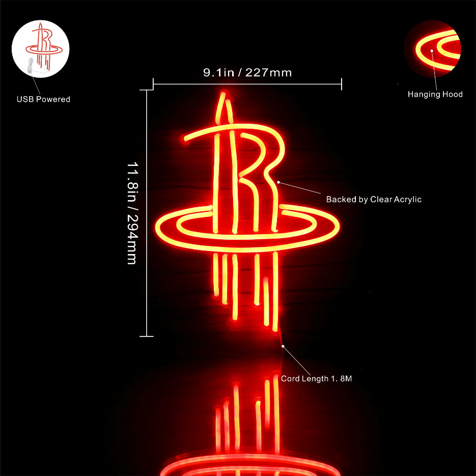 Houston Rockets Logo Handmade Neon Flex LED Sign
