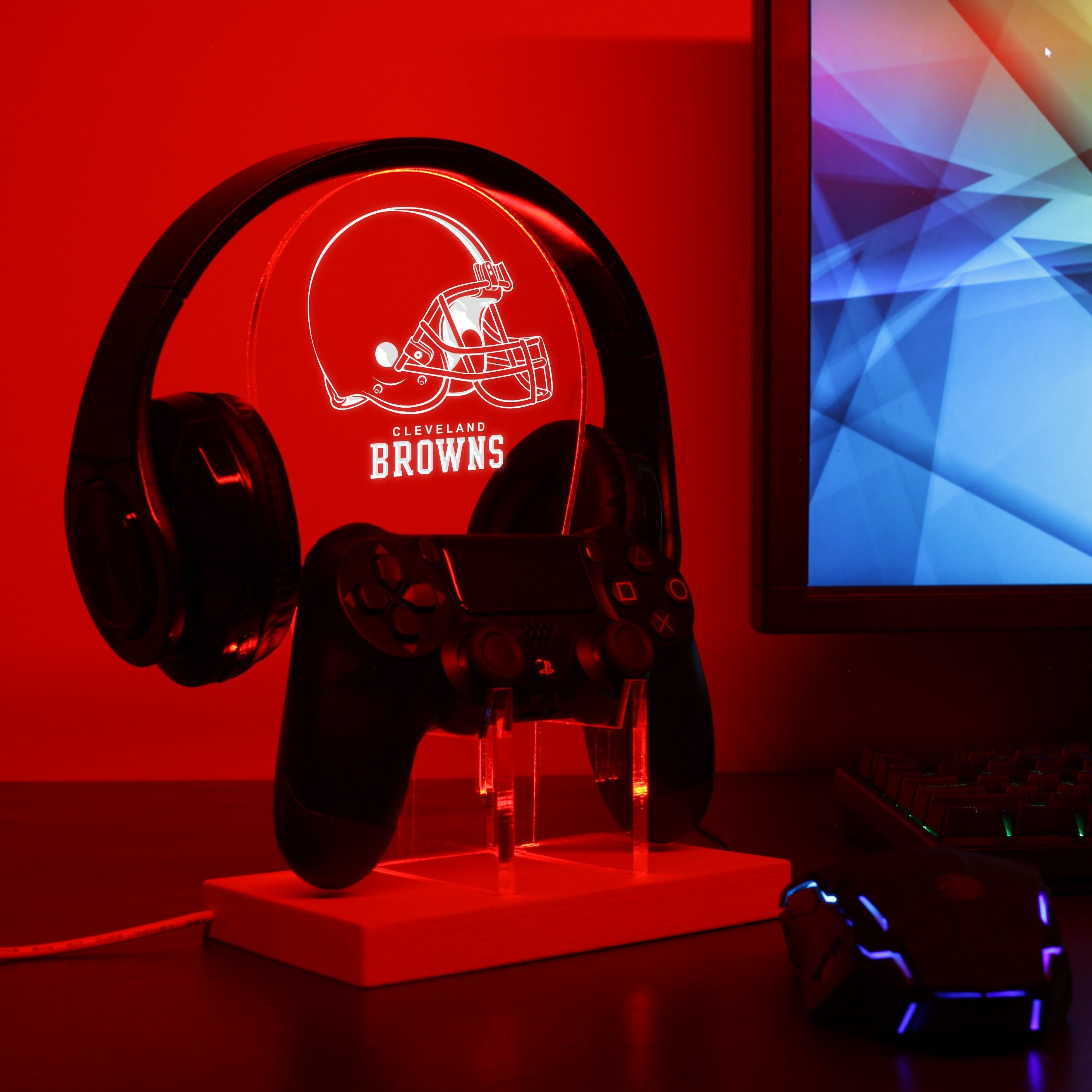 Cleveland Browns LED Gaming Headset Controller Stand