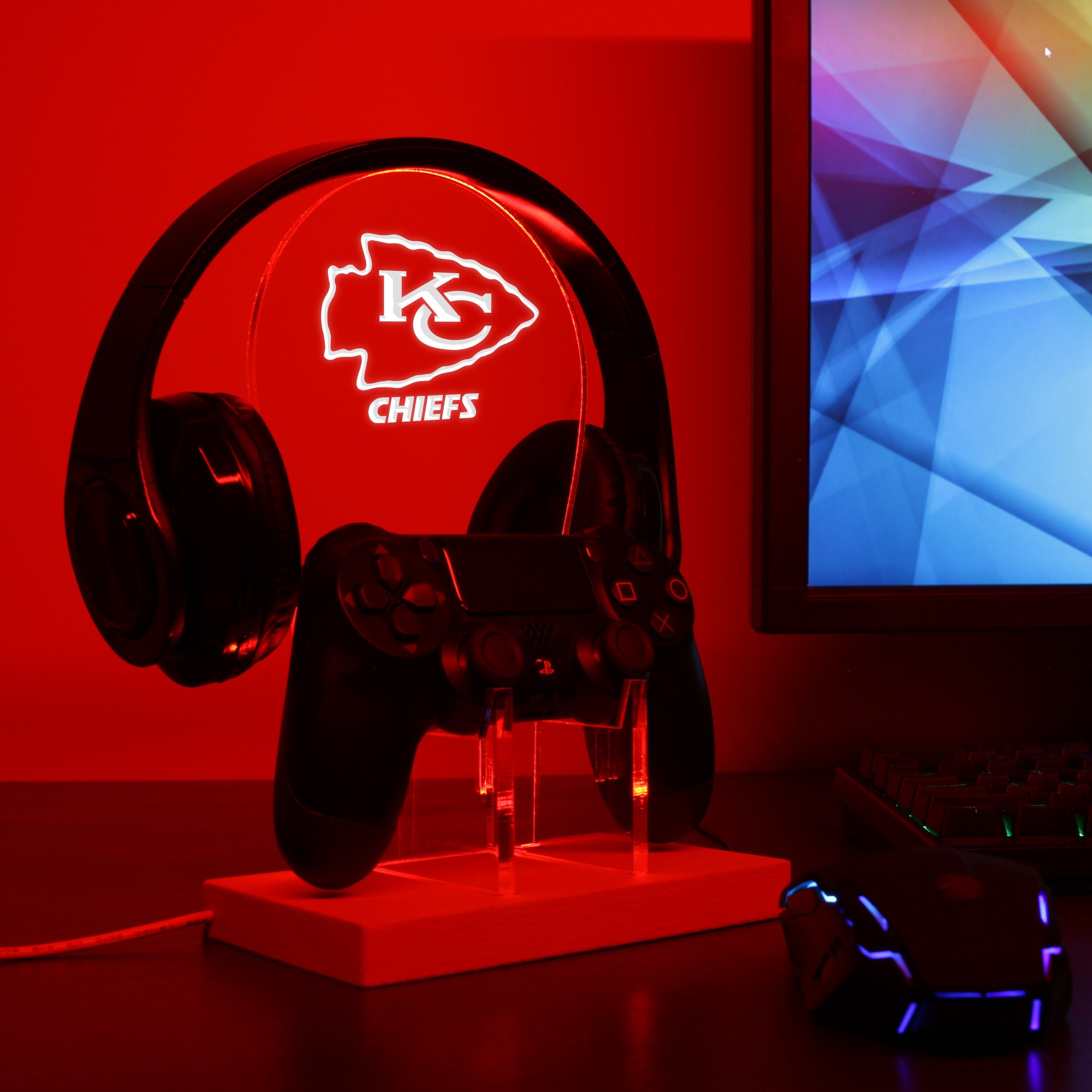 Kansas City Chiefs LED Gaming Headset Controller Stand