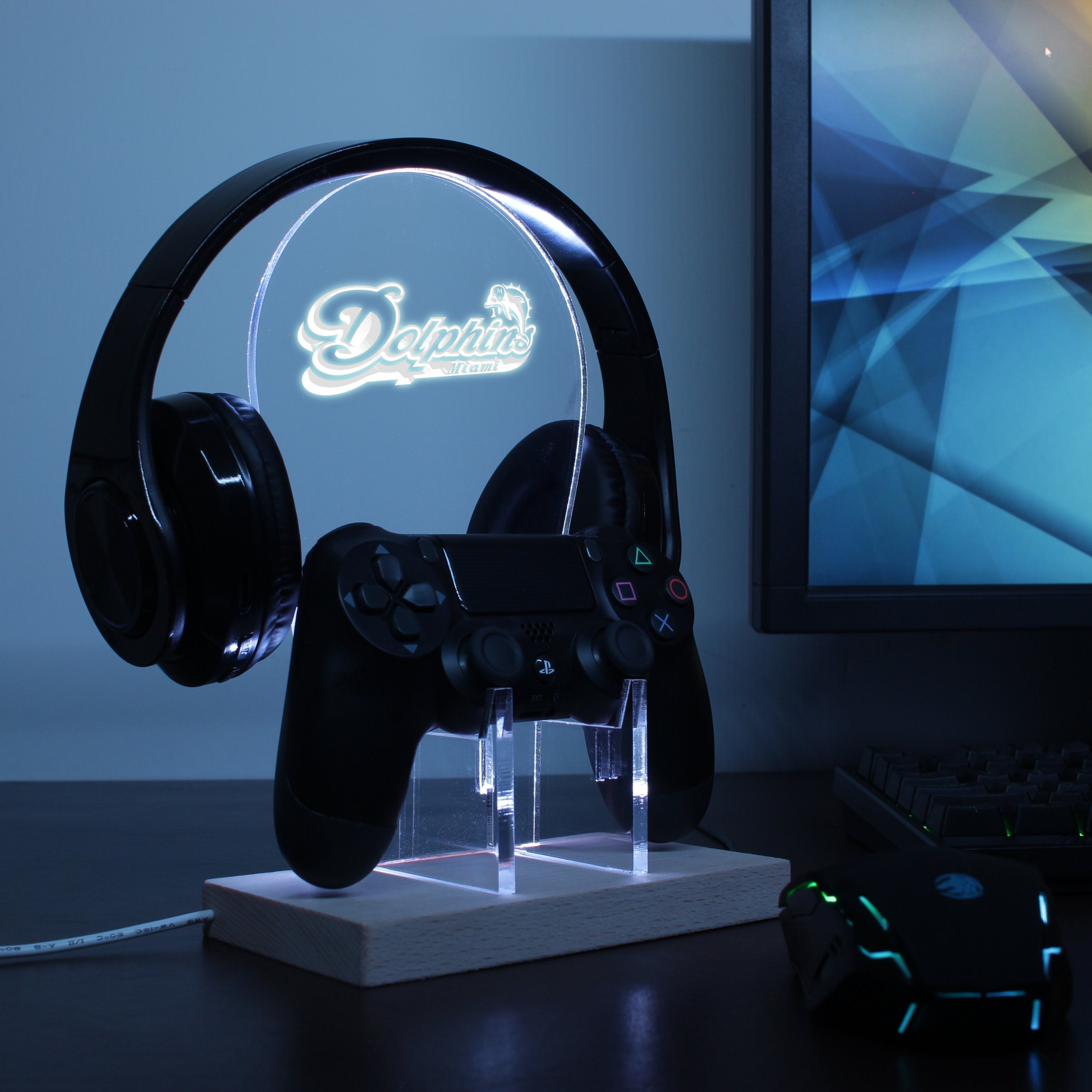 Miami Dolphins LED Gaming Headset Controller Stand