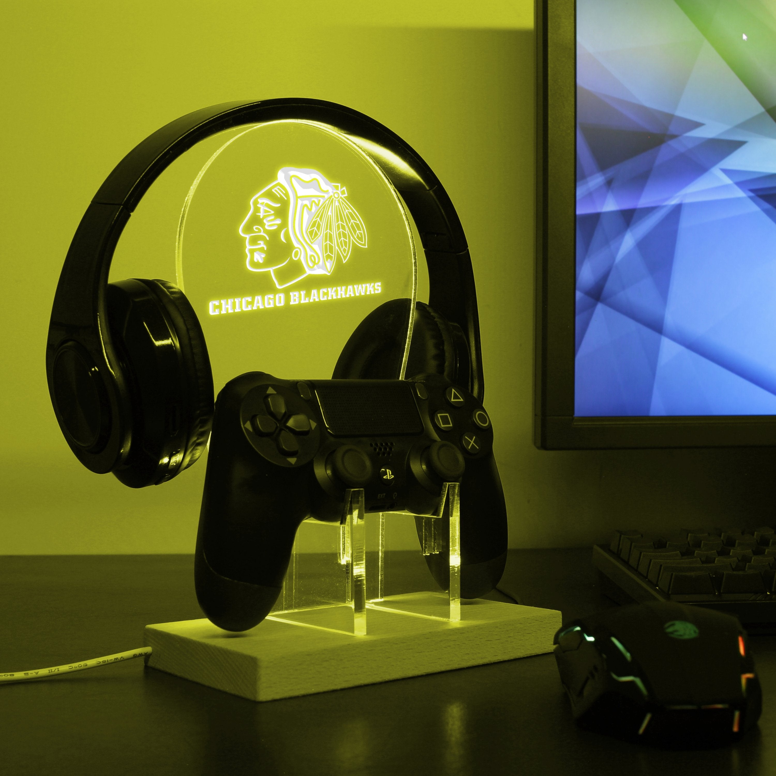 Chicago Blackhawks LED Gaming Headset Controller Stand