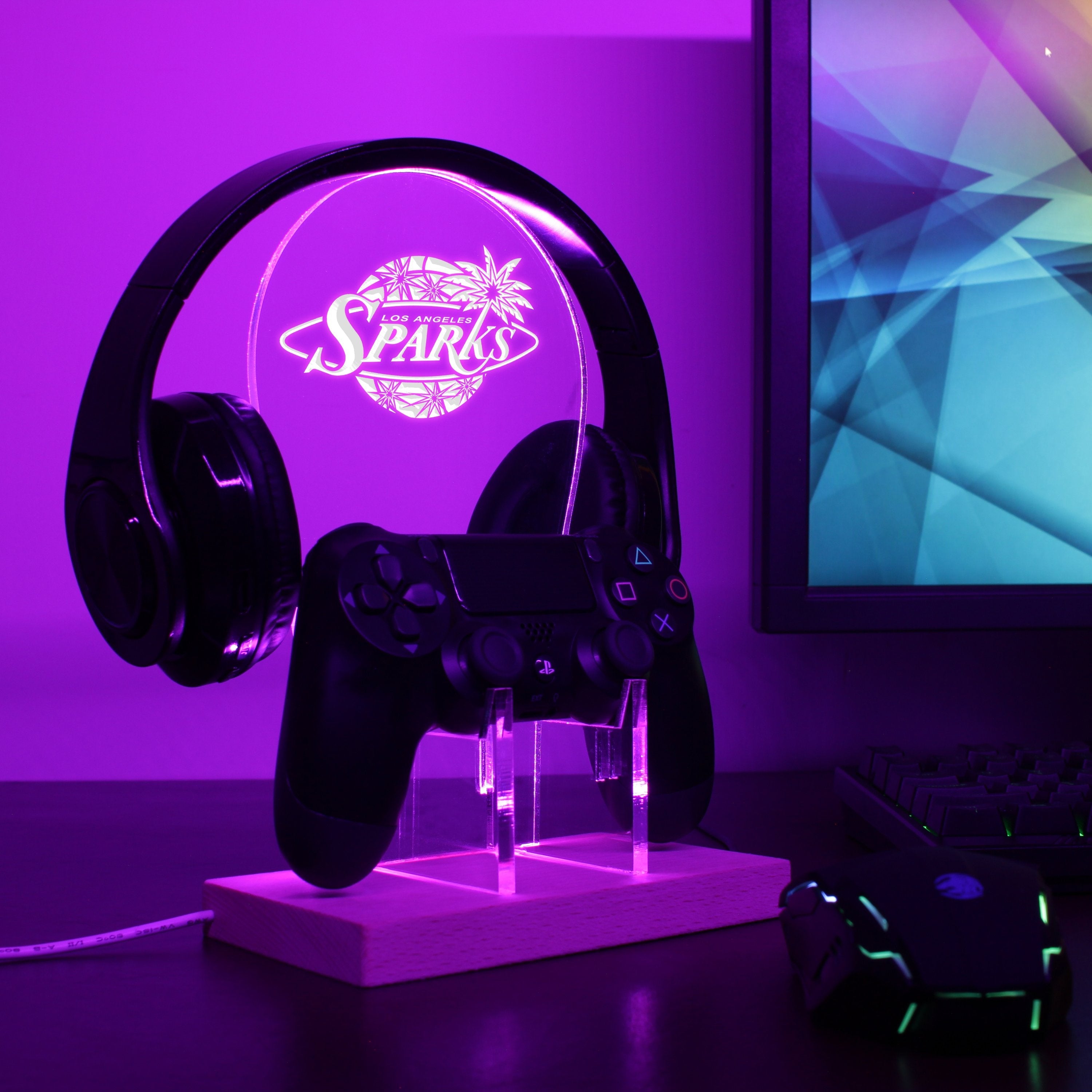 Los Angeles Sparks LED Gaming Headset Controller Stand