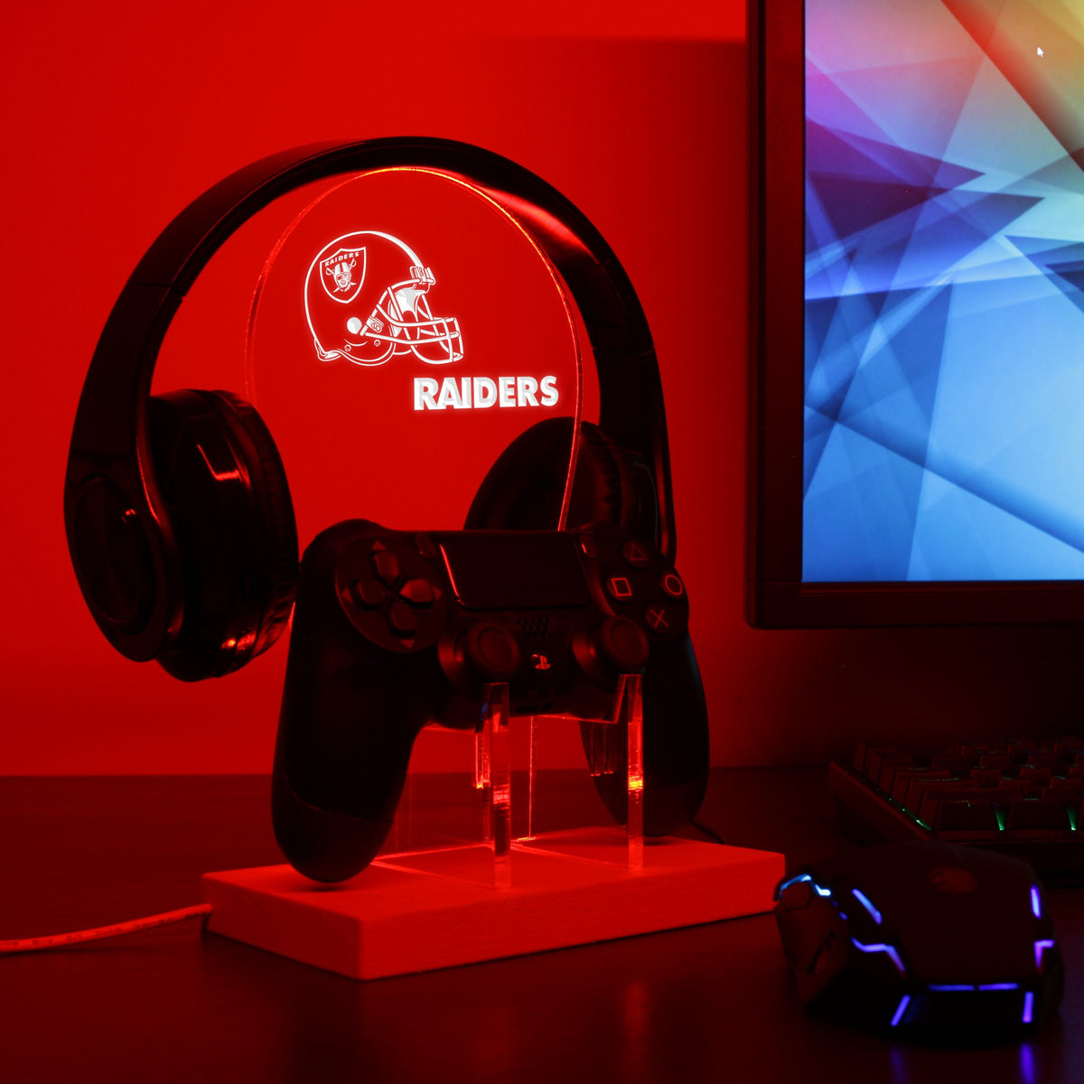 Oakland Raiders Helmet Led Gaming Headset Controller Stand Pro Led Sign