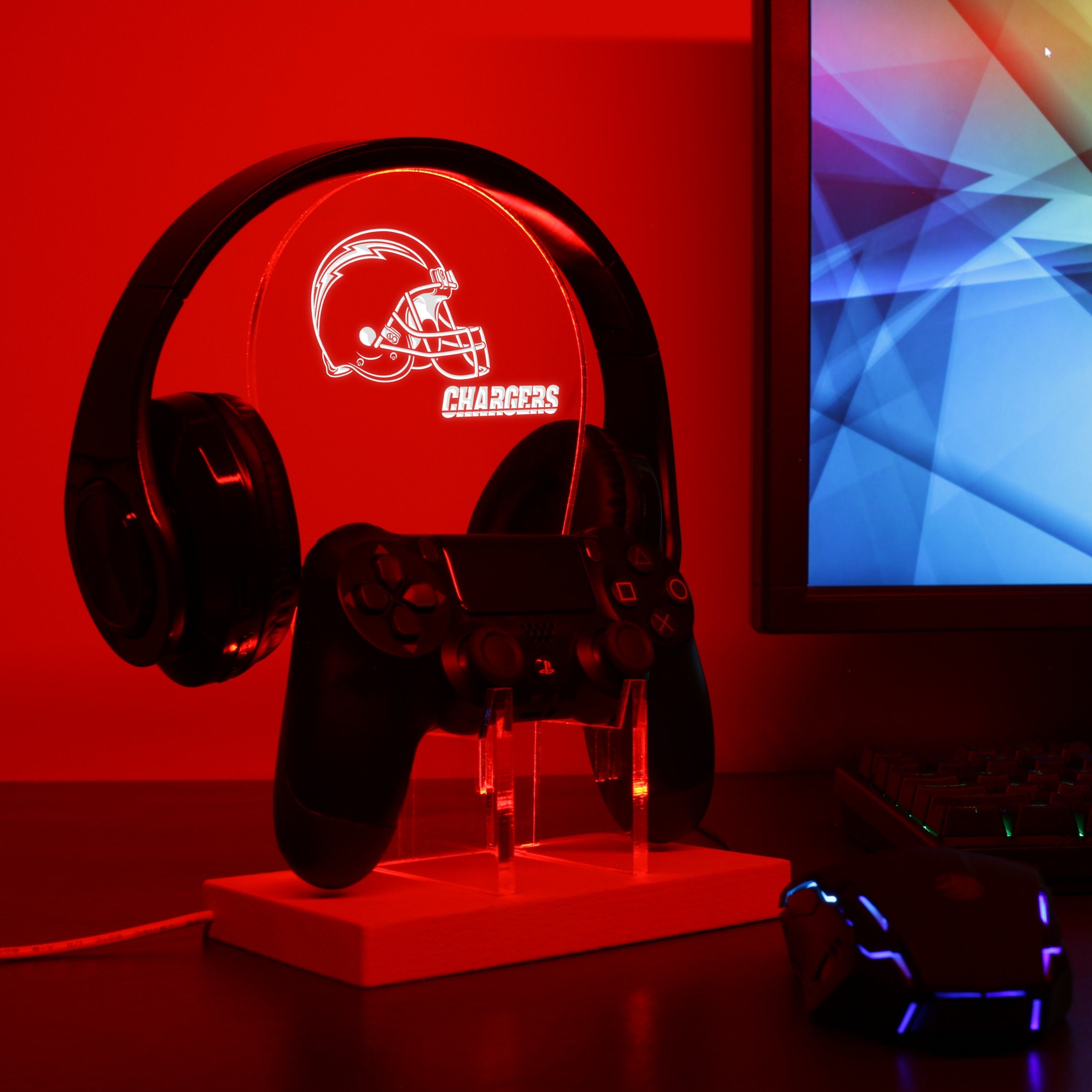 Los Angeles Chargers Helmet LED Gaming Headset Controller Stand